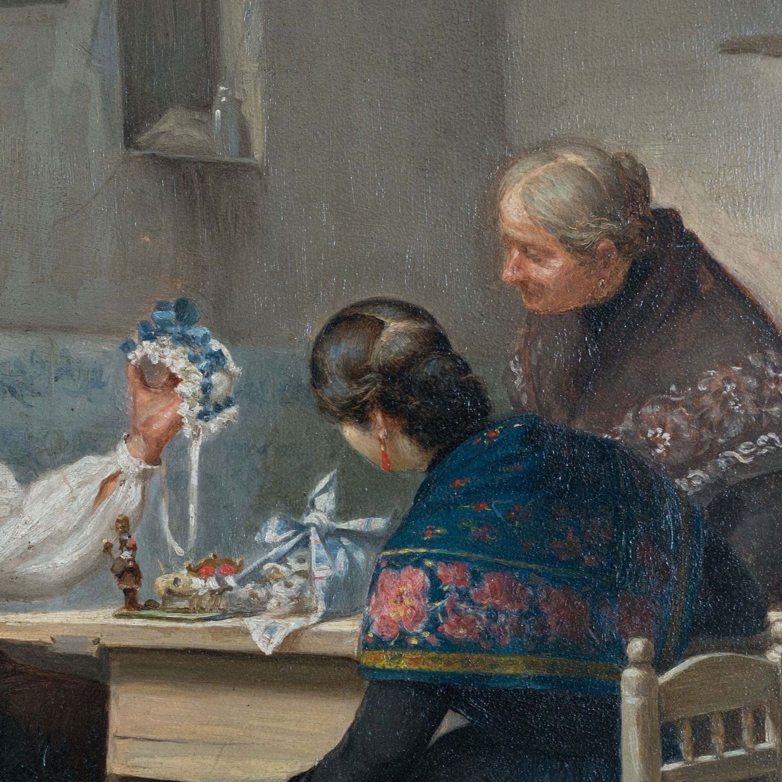 Reizende Speelgoedverkoper van Tomás García Sampedro (1860-1937), olieverf op paneel, 1899 photo vinterior