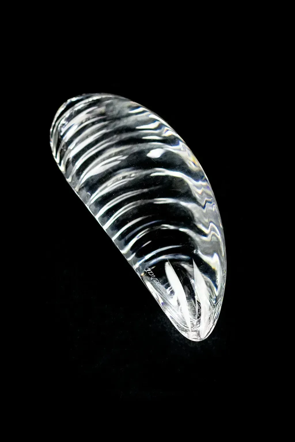 Baccarat Crystal Presse-papier, Mosselpatroon, Geblazen en Geslepen Sculptuur photo vintage