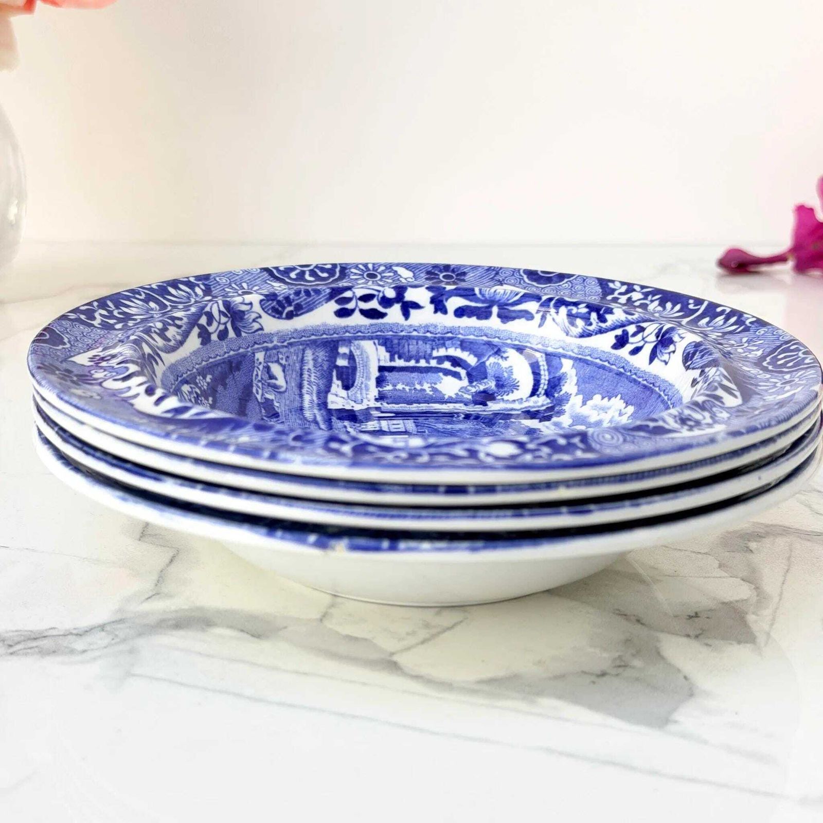 Woonaccessoires Copeland Spode Blue Italian Dessert Bowls Set Of 4 1927 photo