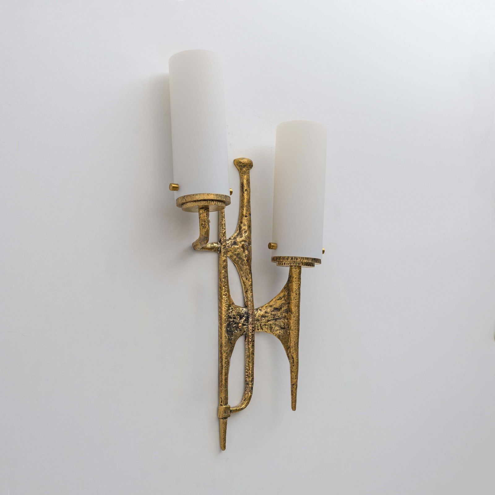 Pair Of Brutalist Bronze Wall And Murano Glass Sconces By Felix Agostini, 1990s photo Lighting