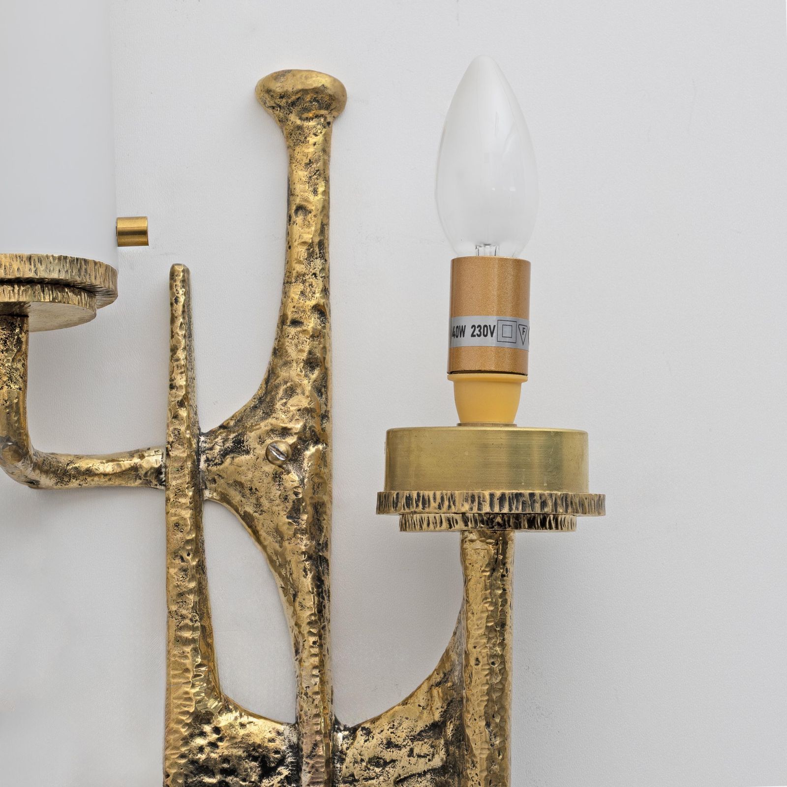 Pair Of Brutalist Bronze Wall And Murano Glass Sconces By Felix Agostini, 1990s photo vinterior