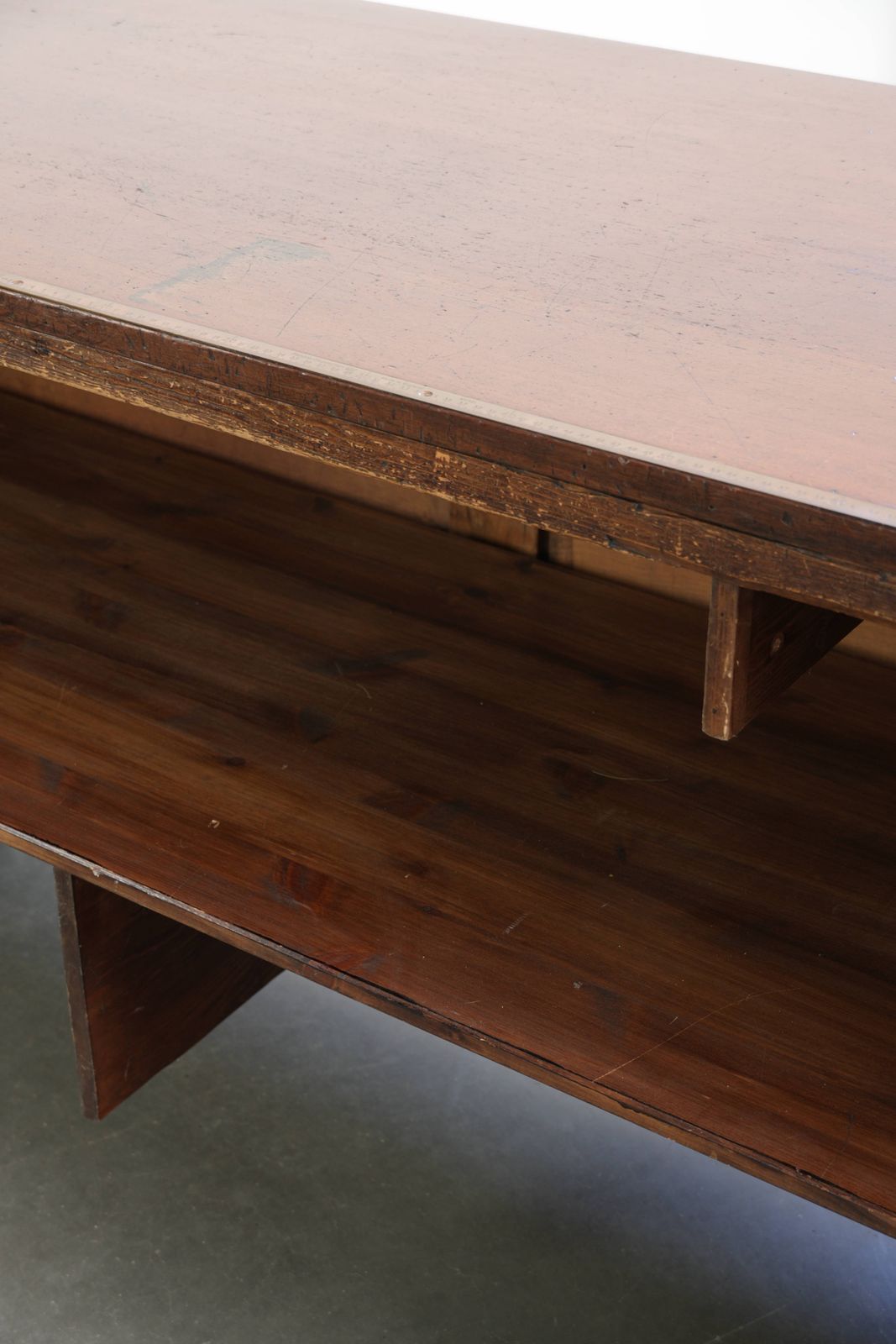 photo for sale Large Antique English Shop Counter/Fabric Counter From The 19th Century With A Luxurious Appearance And Brass Rulers In The Top.