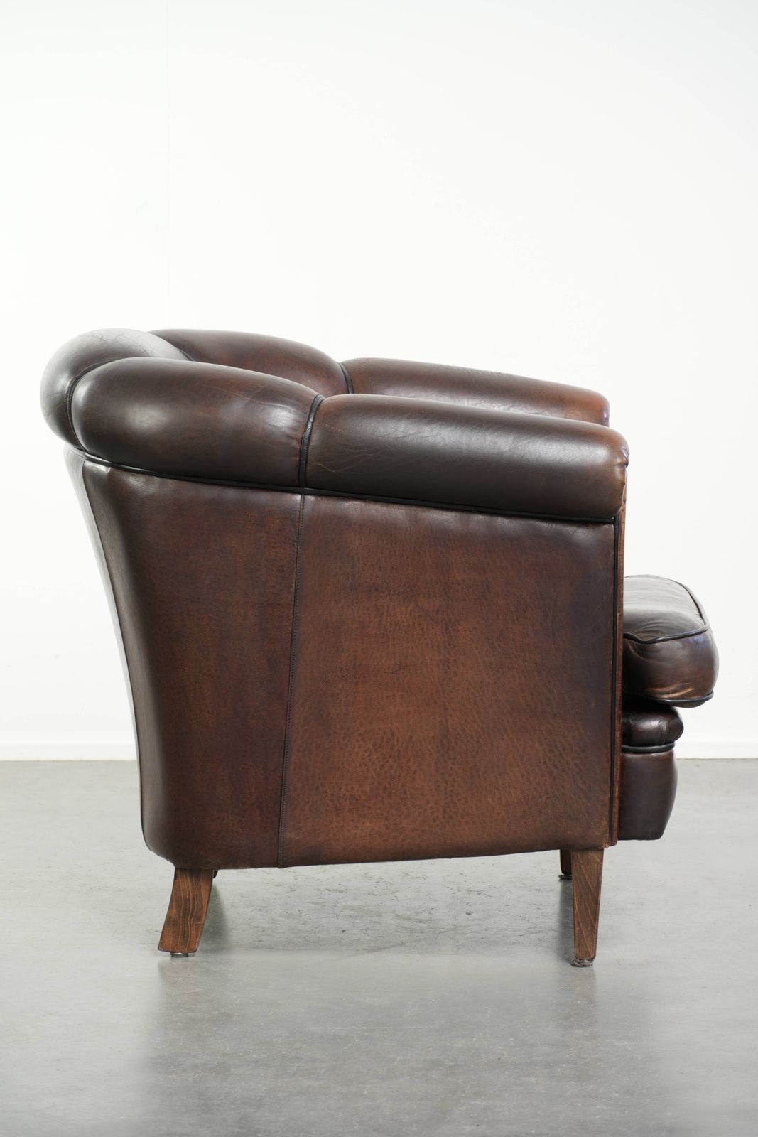 Beautiful Set Consisting Of A Sheepskin Sofa Together With Its Matching Club Armchair With A Luxurious Appearance photo for sale