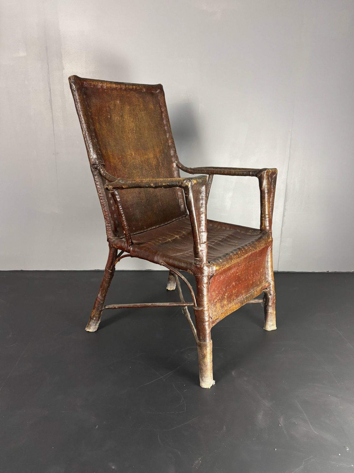 Fauteuil colonial Art Déco en rotin, revêtement en toile cirée, années 1920 photo for sale