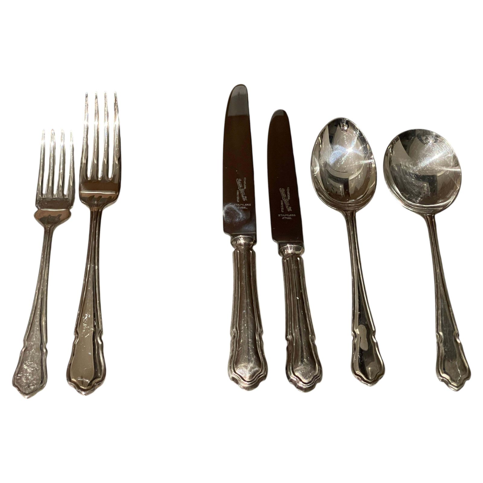 Ménagère Art déco en métal argenté, ensemble de 37 pièces, Angleterre, d'époque