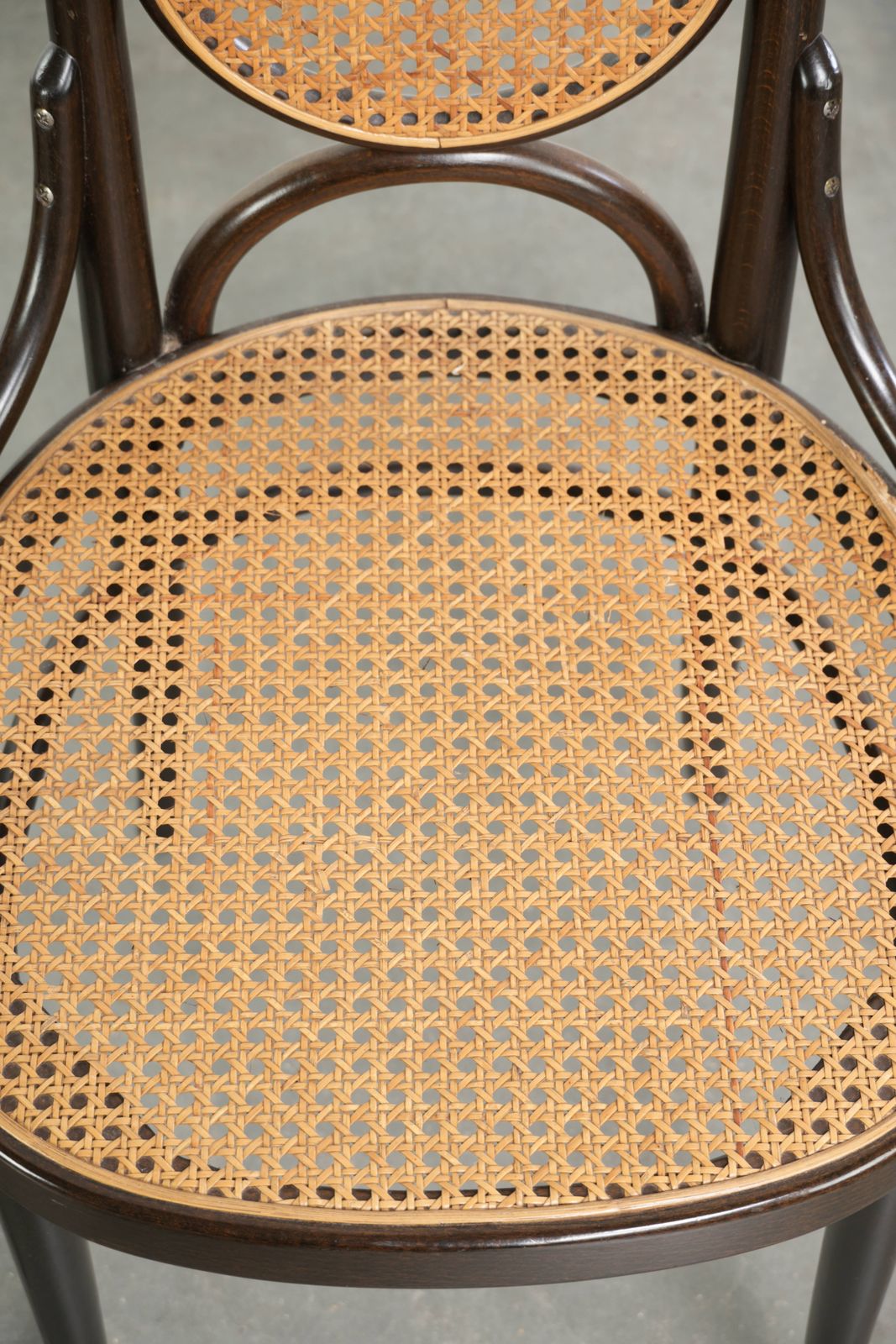 Set van 2 vintage Thonet design webbing eetkamerstoelen, bistrostoelen met gebogen hout, Long John model photo 535.0