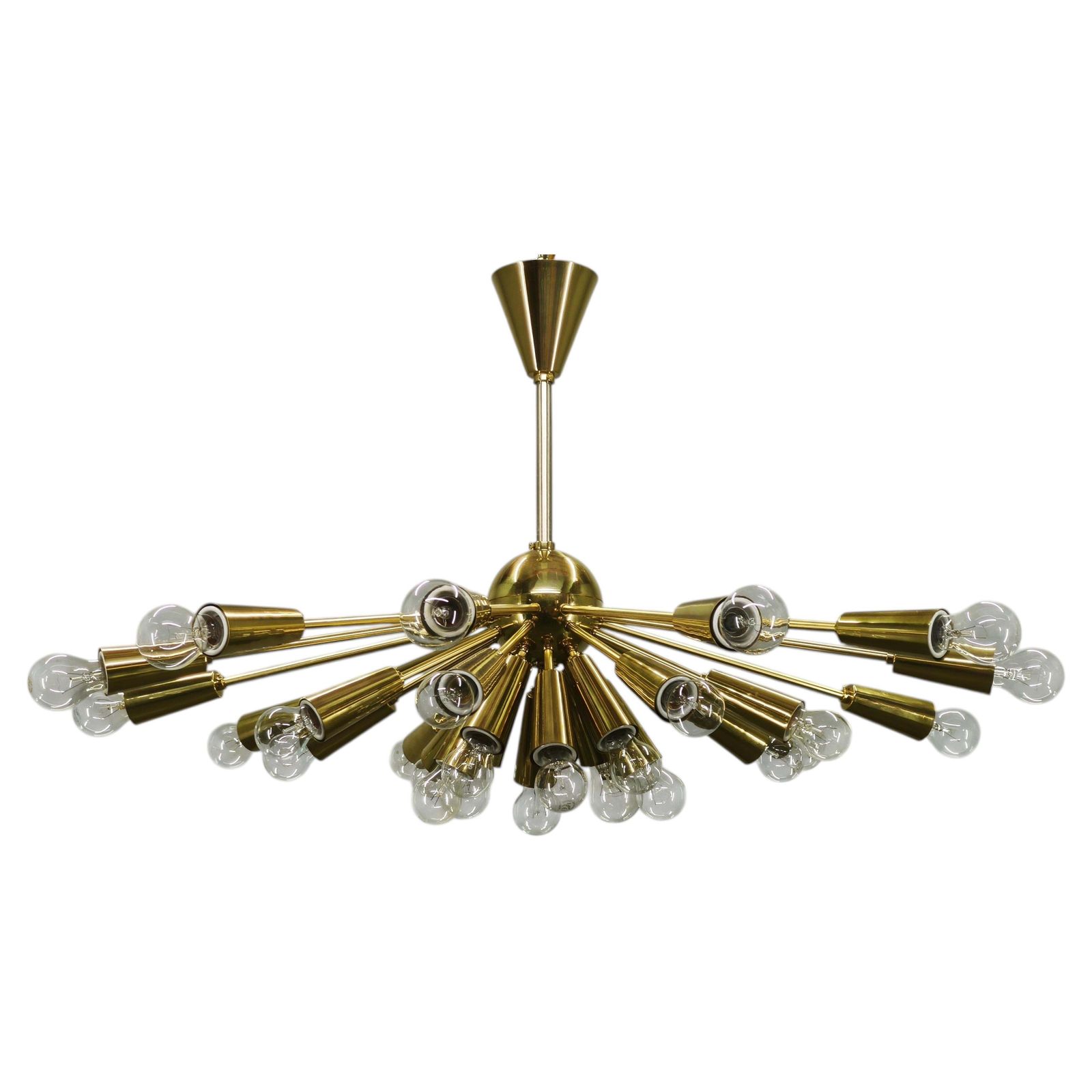 Lustre Sputnik 28 lumières en laiton Kamenický Šenov, Tchécoslovaquie, années 1970