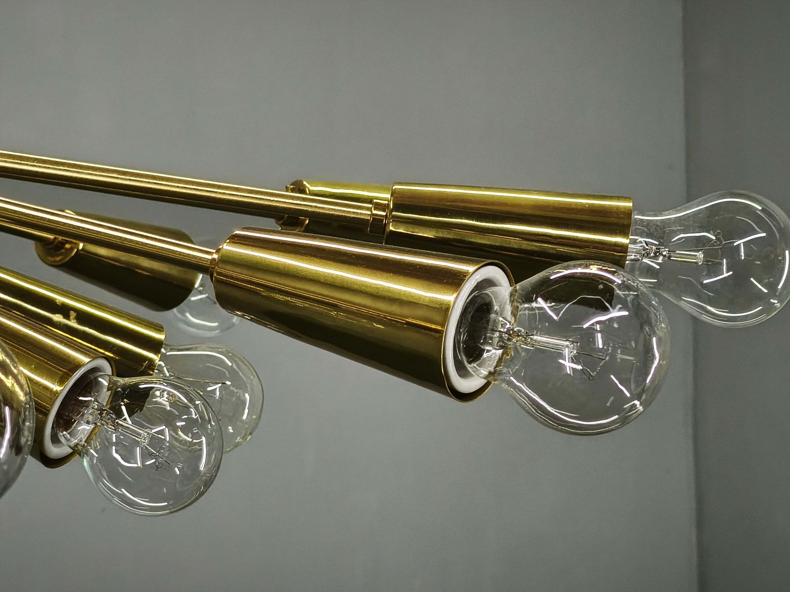 Lustre Sputnik 28 lumières en laiton Kamenický Šenov, Tchécoslovaquie, années 1970 photo vintage