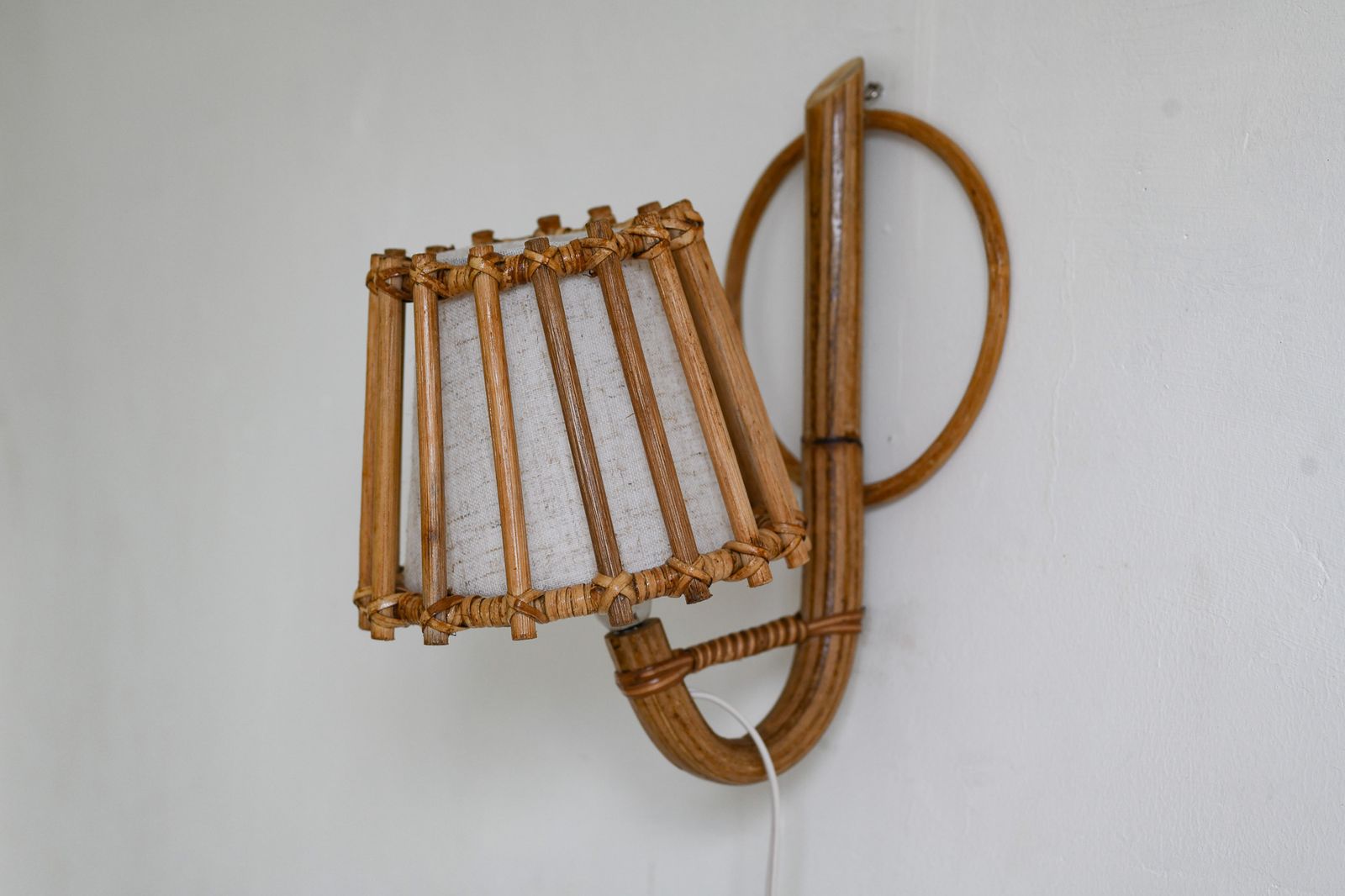 Rattan Pencil Reed Mid-Century Modern Wandlamp