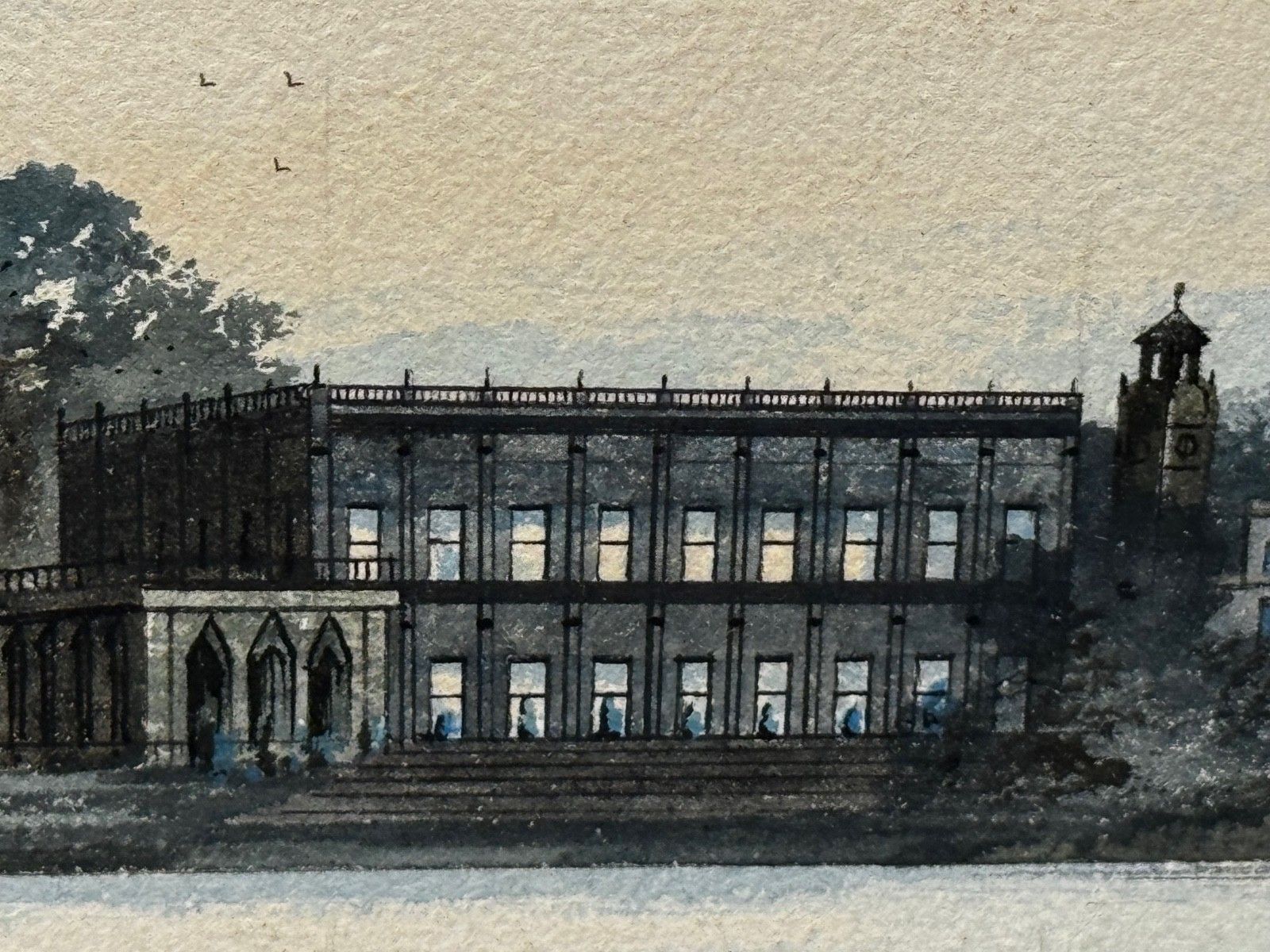 Early 20th Century Painting Trentham Hall  Seat Of The Duke Of Sutherland C1912 By Edward John Bishop Evans photo buy