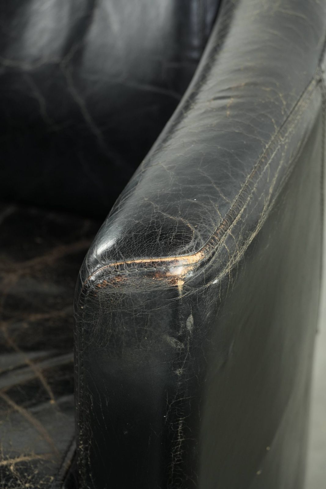 Furniture Nice Cowhide Aviator Armchair In Rugged Black Vintage Cowhide With A Tough And Rich Patina photo