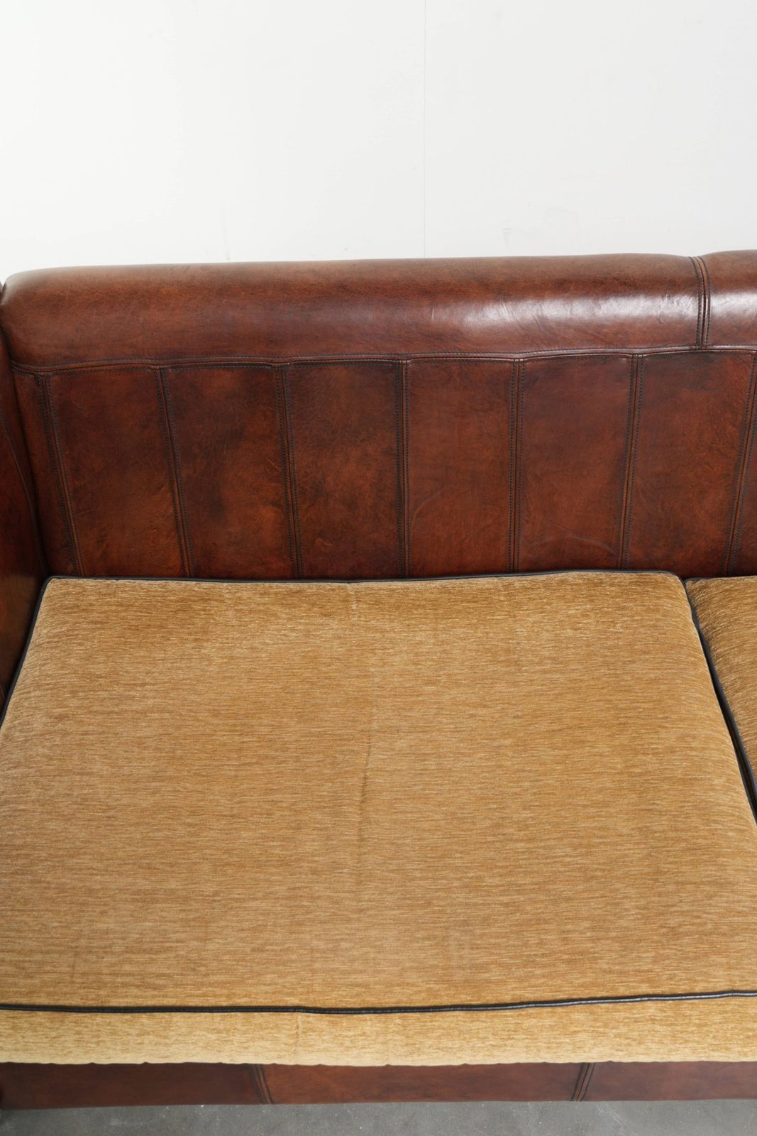 Luxurious, Spacious Sheepskin 3 Seater Sofa From The Late 20th Century With Detachable Armrests And Fabric Seat And Back Cushions. photo 2837.0