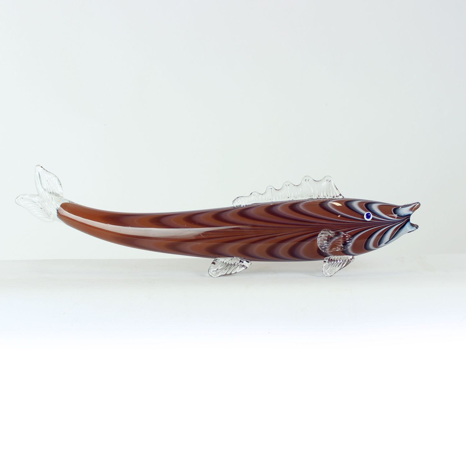 Large Hand Blown Art Glass Fish, Czechoslovakia, 1960s