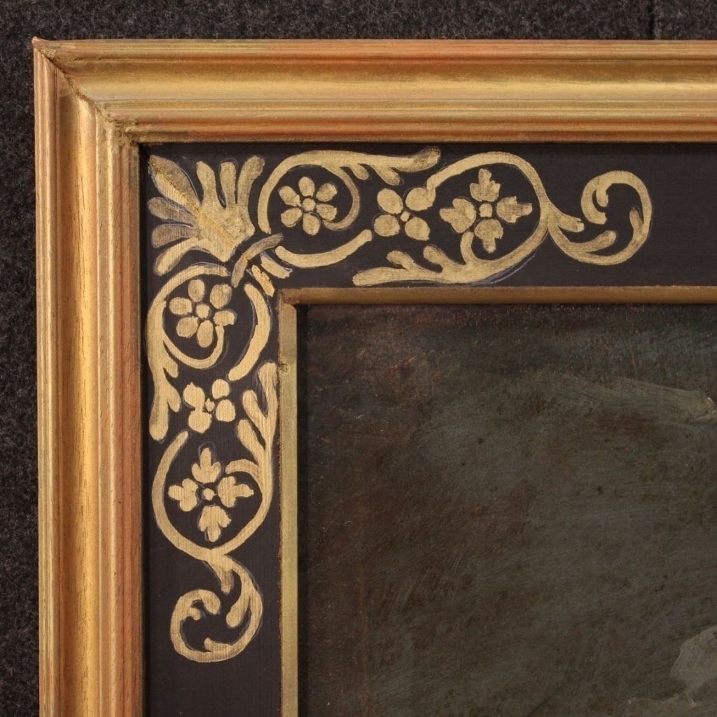 Antiek Frans schilderij, 18e eeuw – landschap met hond photo 2500.0
