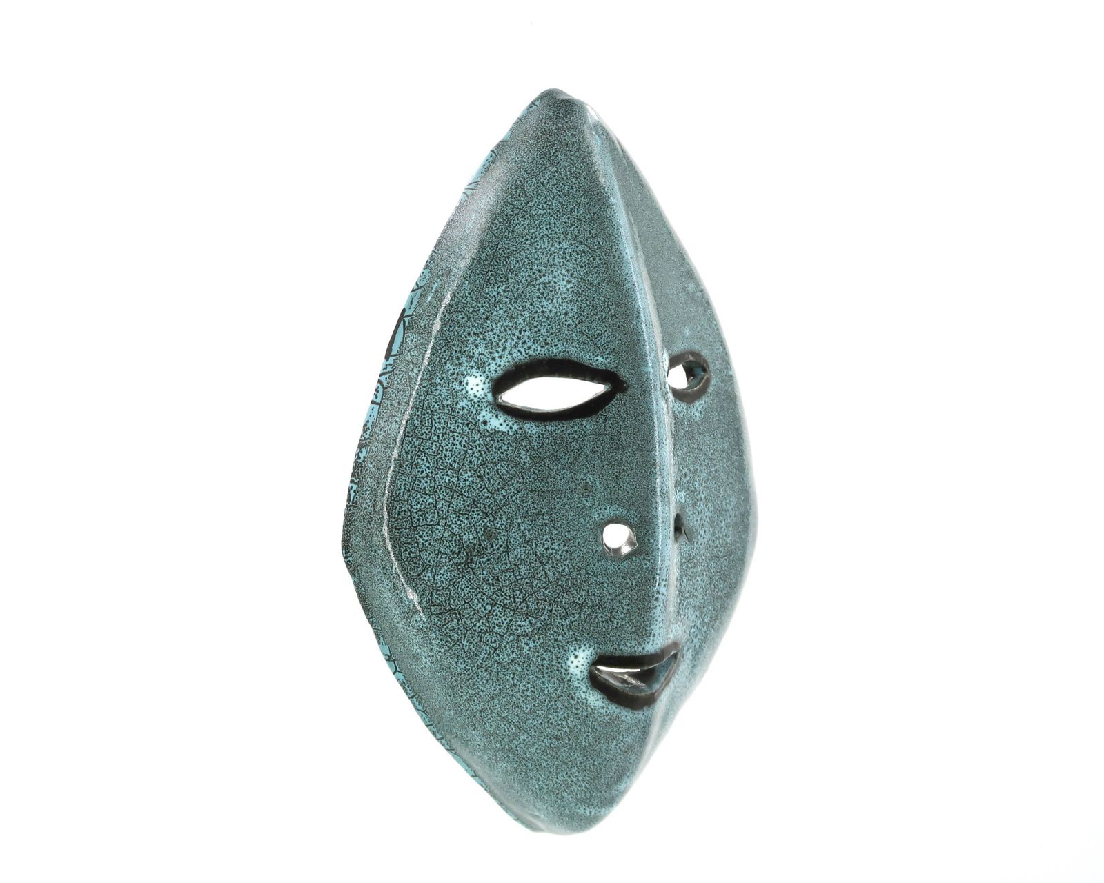 Masque en céramique turquoise Accolay, années 1960. photo furniture