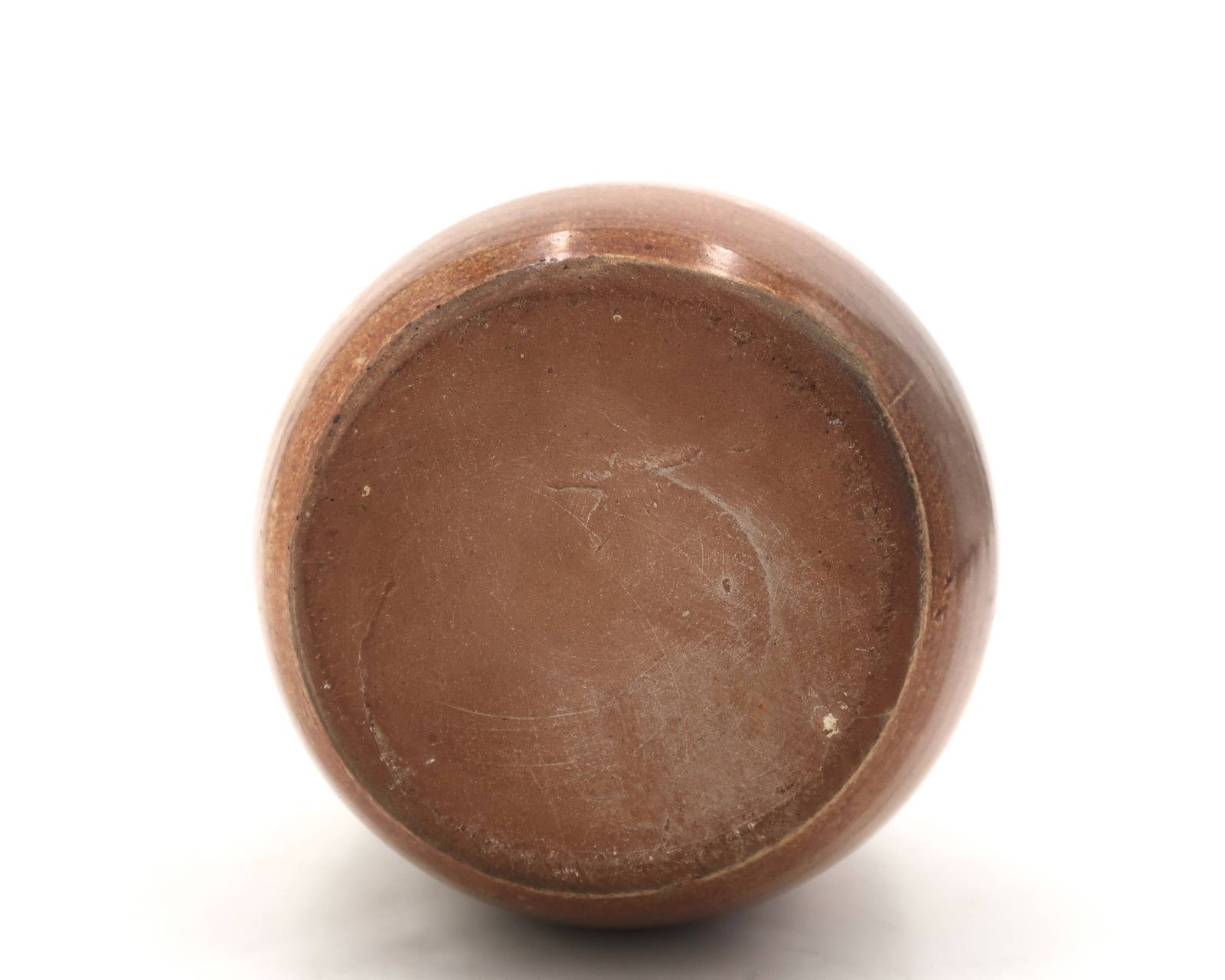 Ovoid Vase With A Small Neck In Brown Beige Ceramic And White Drips. photo vintage