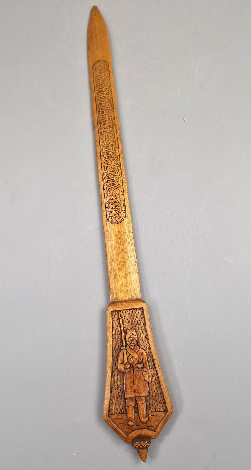 Wwi Hongaarse Pow Loopgraafkunst Gesneden Houten Briefopener, Krasnojarsk Siberië 1916