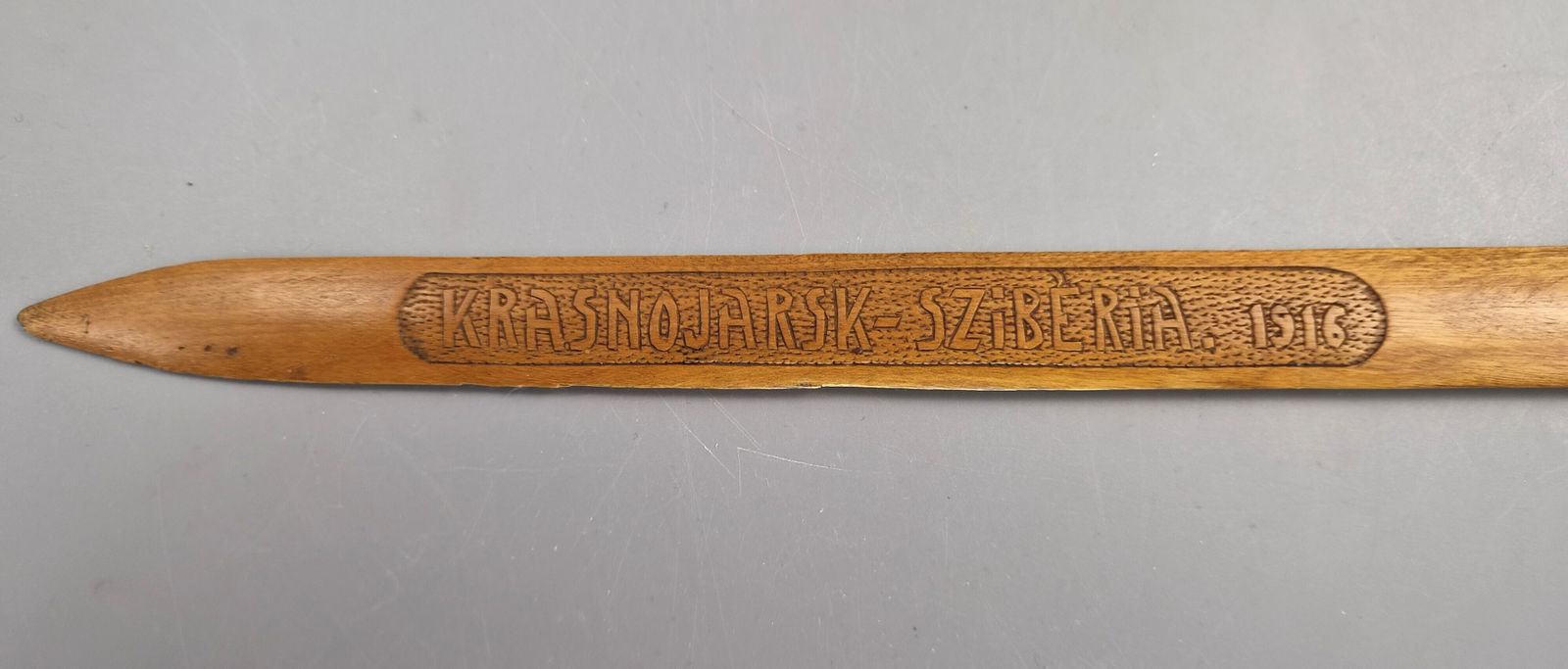 Wwi Hongaarse Pow Loopgraafkunst Gesneden Houten Briefopener, Krasnojarsk Siberië 1916 photo Woonaccessoires