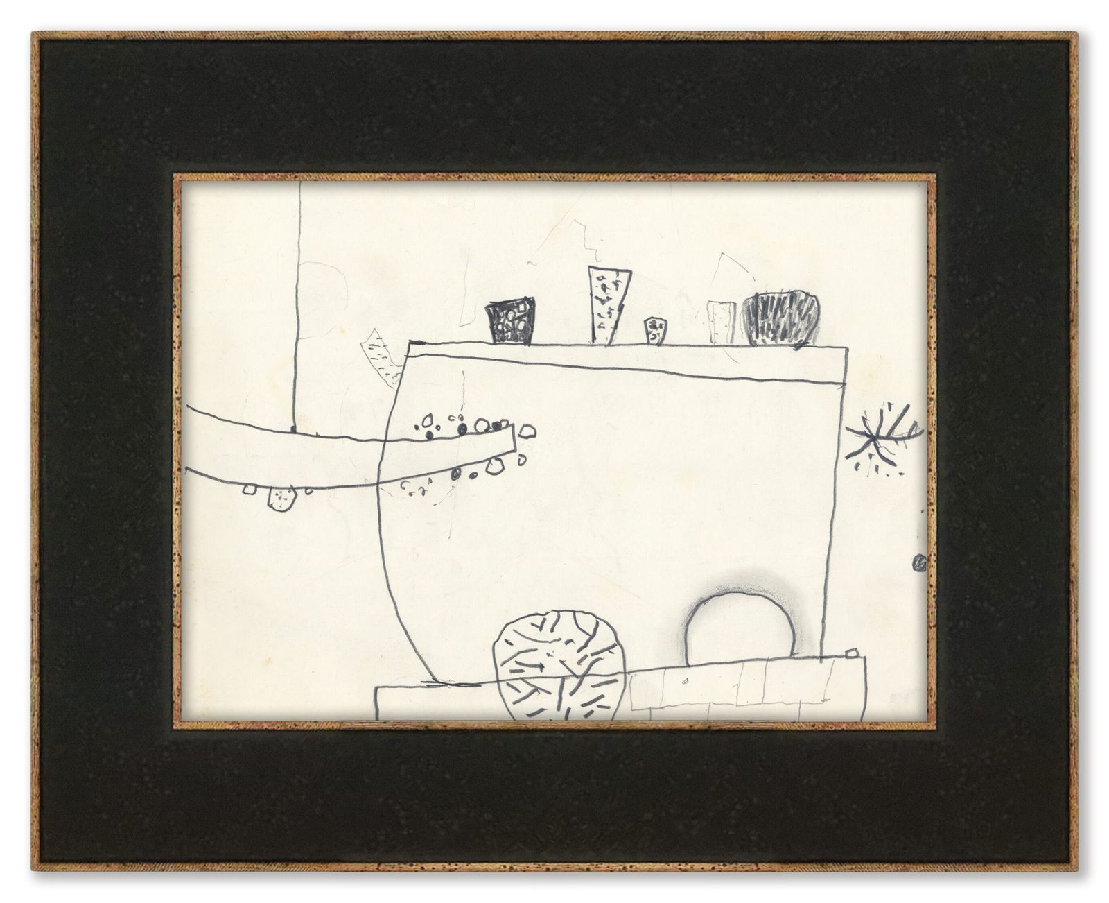 Delightful Framed Pencil Sketch By Important British Modernist Artist, 1977