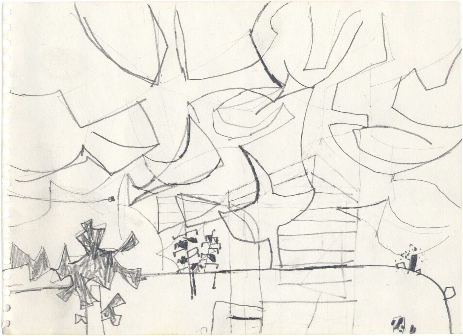 Wonderful Modernist Abstract Landscape Sketch, Henry Cliffe, 1977 photo furniture