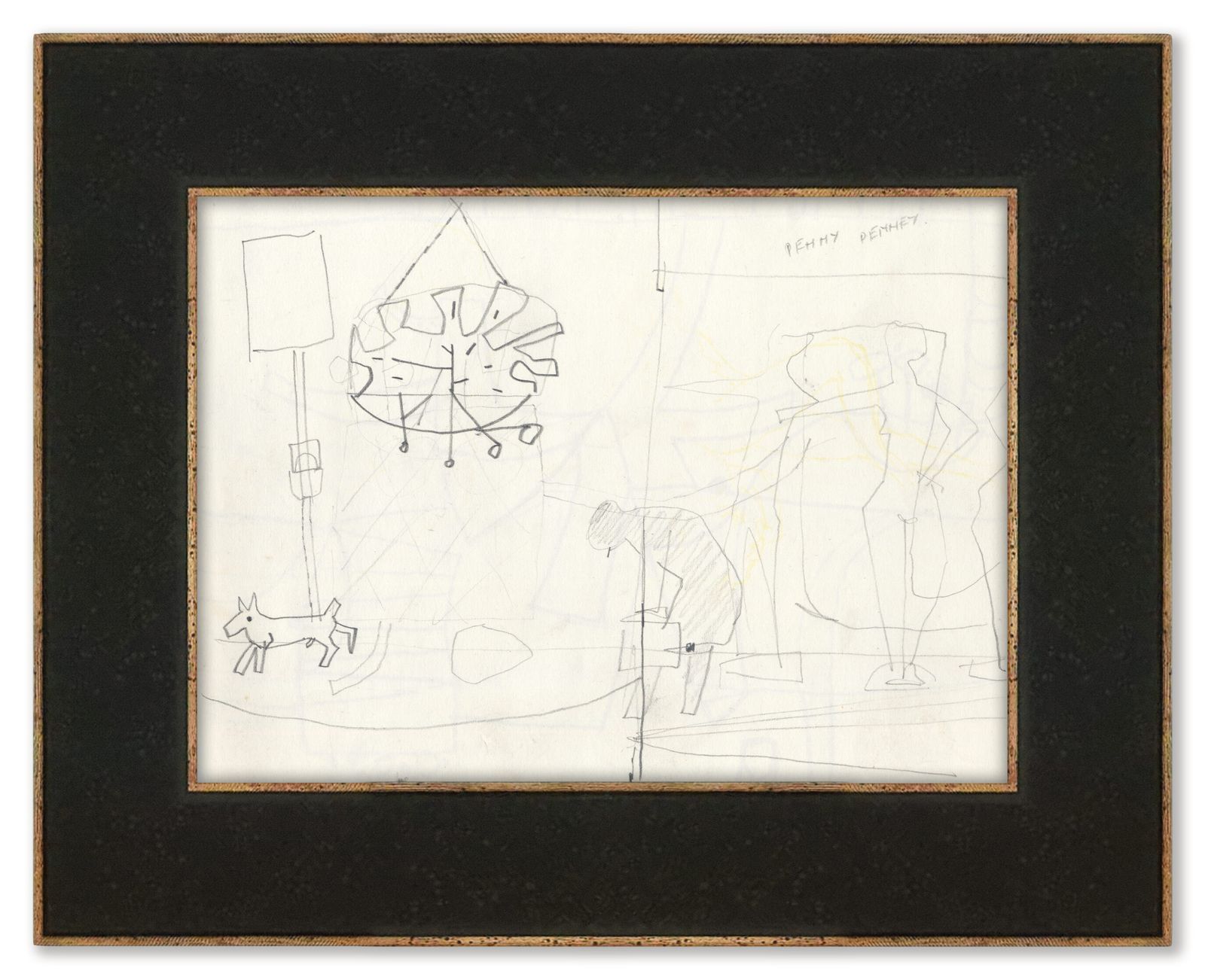 Ingelijst potloodtekening van Henry Cliffe