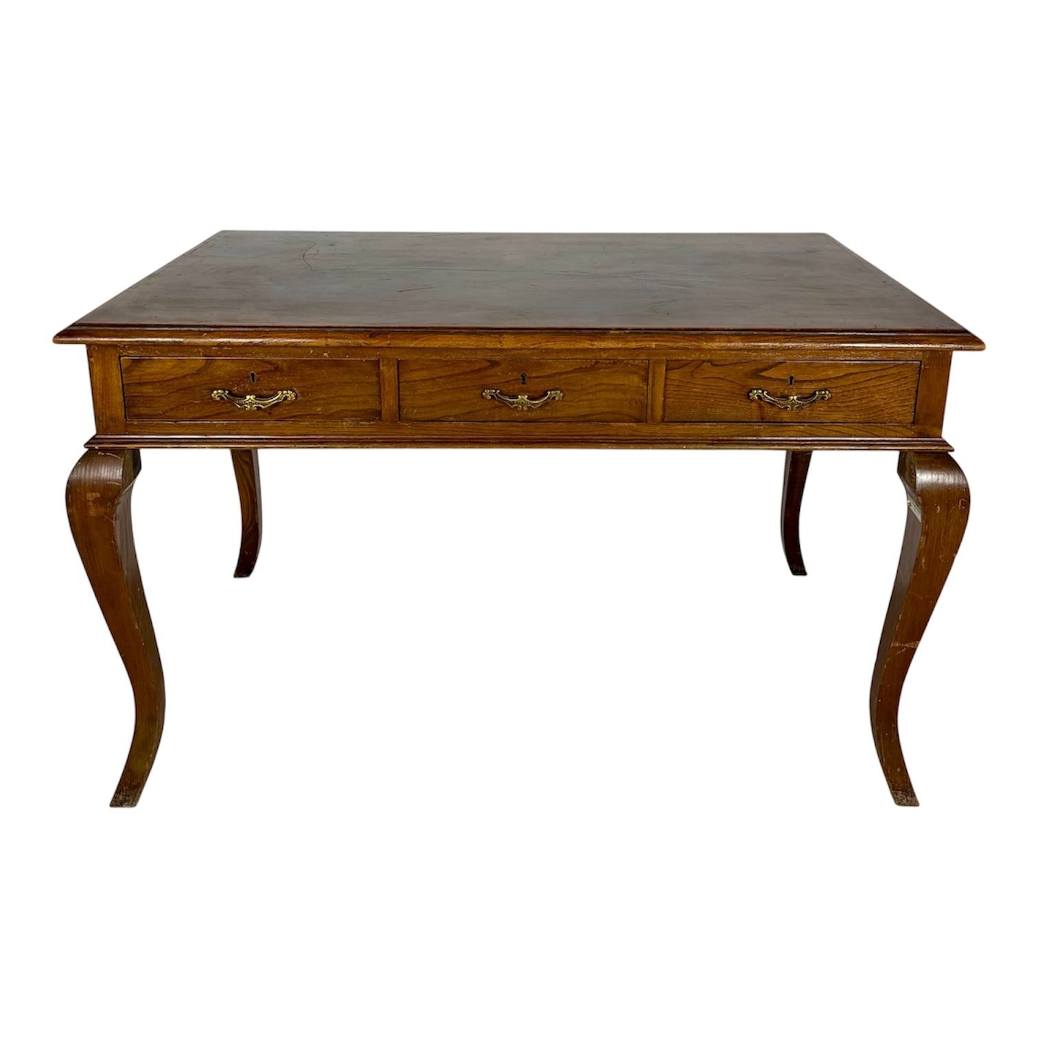 Spanish Oak Writing Desk With Three Drawers, Mid 20th Century