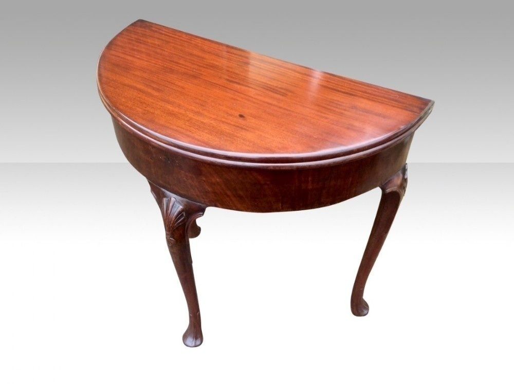 Fabulous Rare Antique Irish George 11 Mahogany Demi Lune Turn Over Leaf Games Table photo for sale