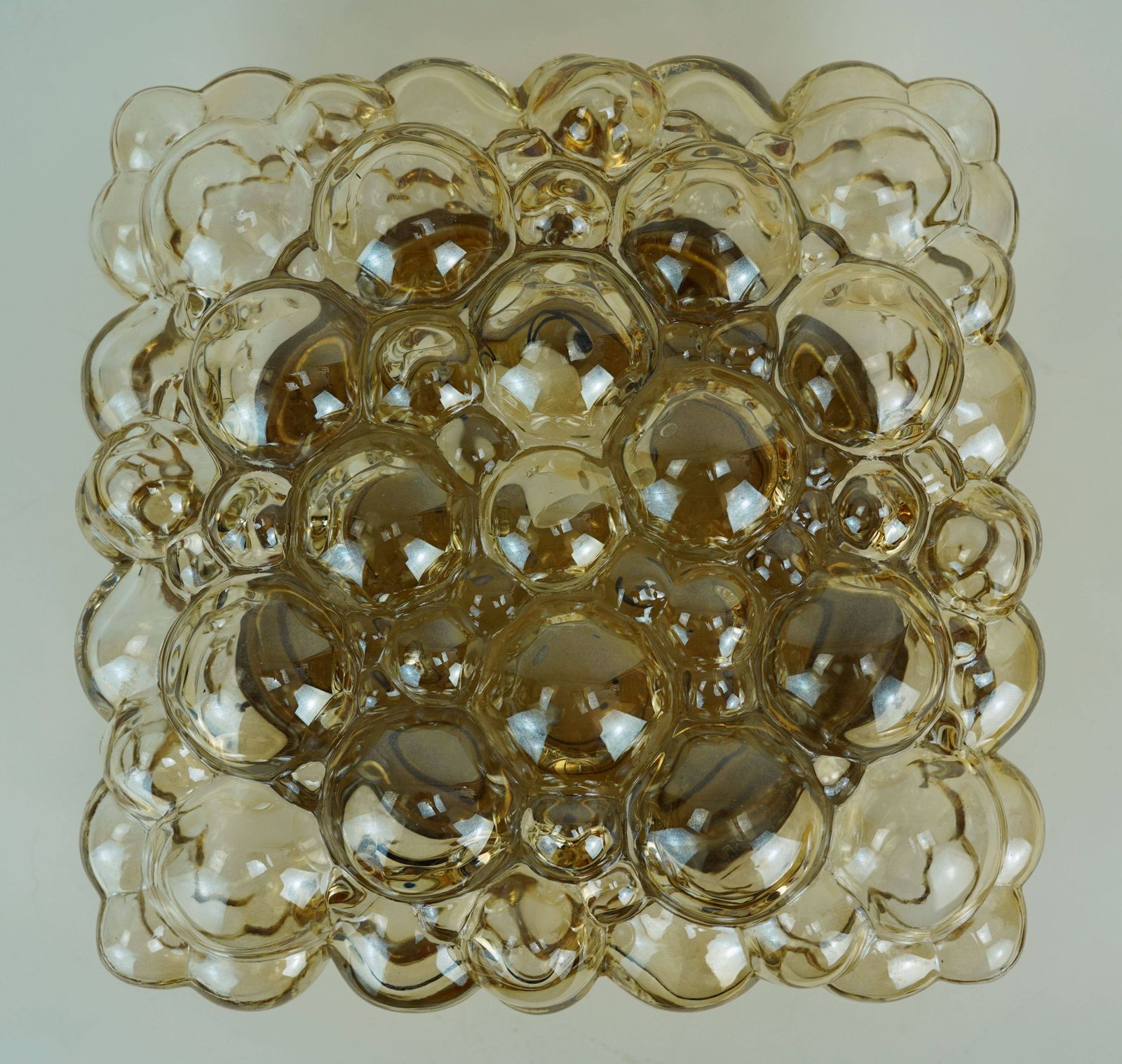 Grote Amber Bubbel Glazen Plafondlamp Ca. Jaren 1960 1970 in Mid-Century Modern Stijl photo vintage