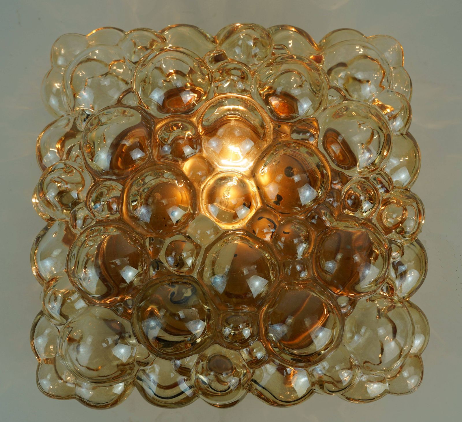 Verlichting Grote Amber Bubbel Glazen Plafondlamp Ca. Jaren 1960 1970 in Mid-Century Modern Stijl photo