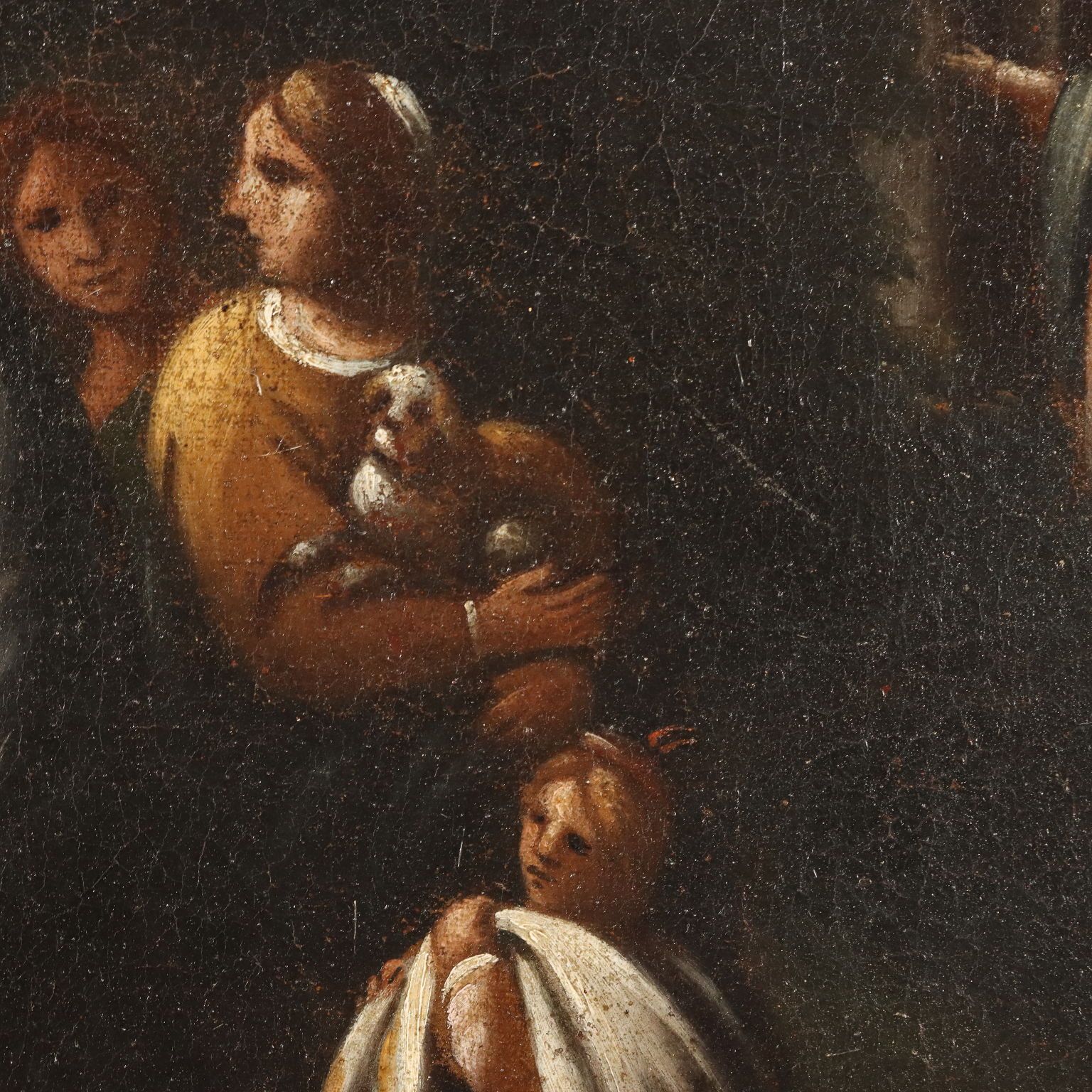 Tableau d'époque, XVIIe-XVIIIe siècle, Moïse sauvé des eaux, huile sur toile photo vinterior
