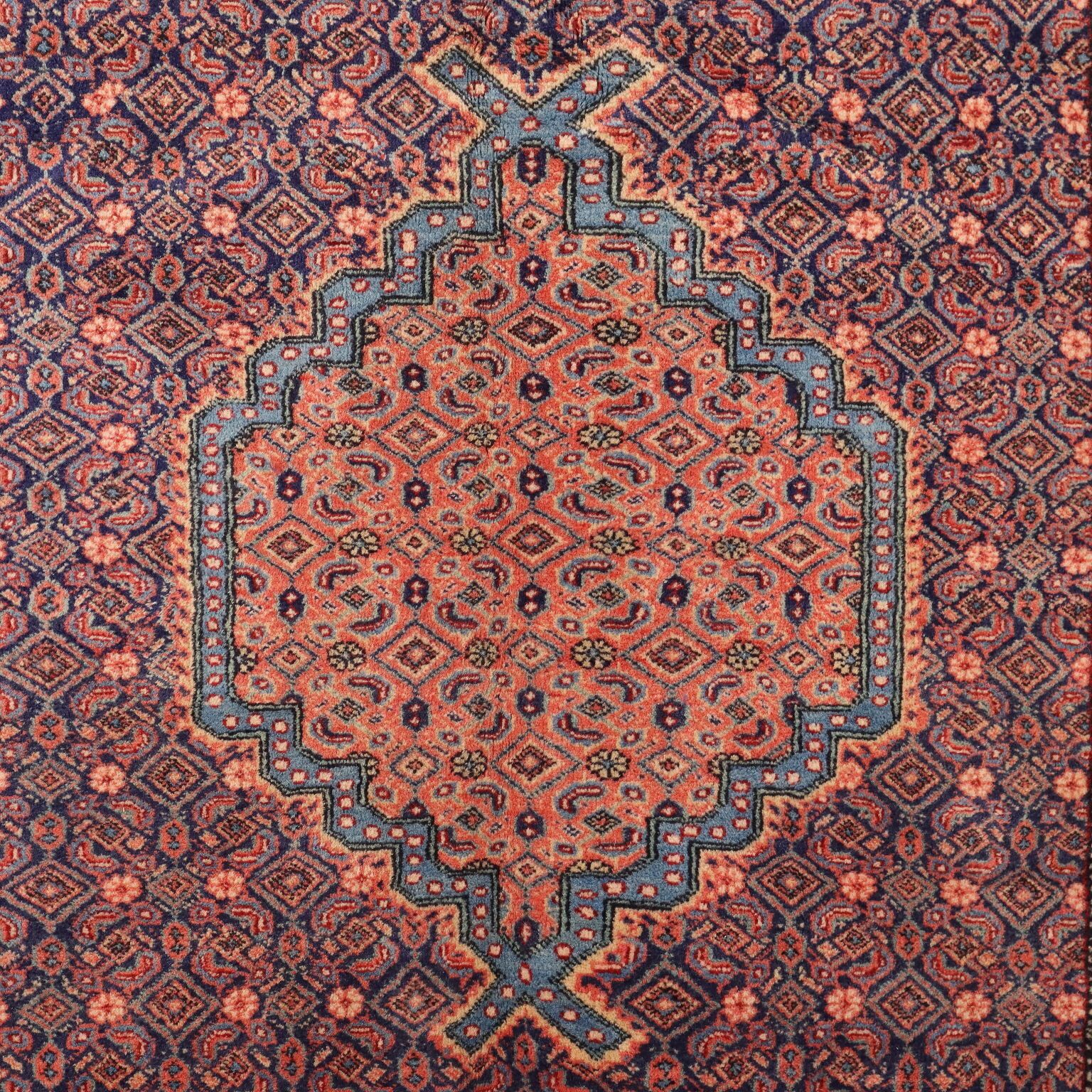 Tapis à boue d'époque en laine et coton, nœuds fins, 110 x 66 in photo for sale