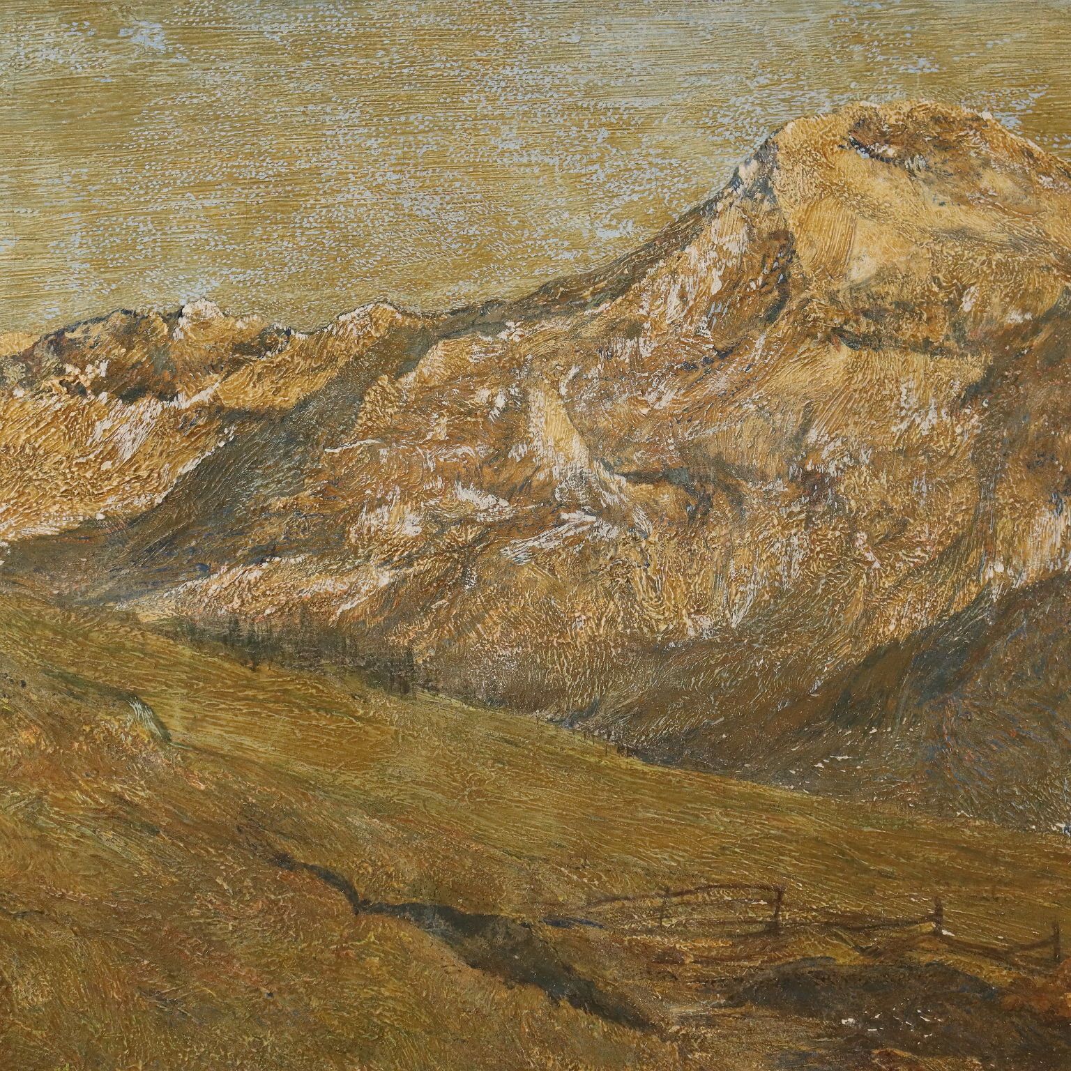 Modern Painting Signed G. Federici Mountain Landscape Oil On Canvas photo for sale