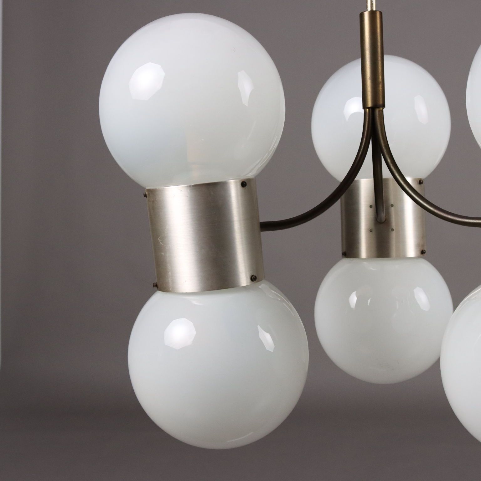 Vintage Ceiling Lamp Aluminium Glass Italy 1970s photo vintage