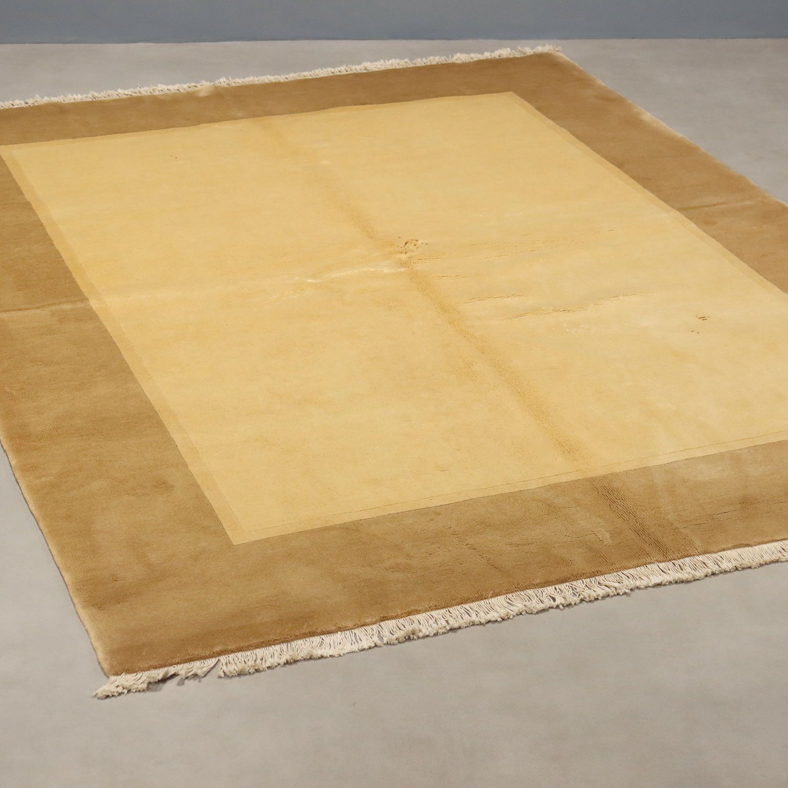 Antiek art deco tapijt katoen wol zware knoop 201 x 160 cm