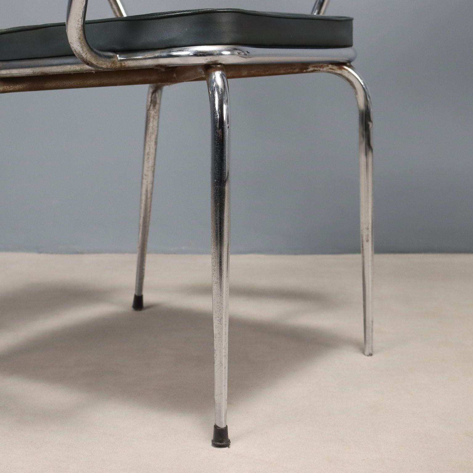 Vintage Chairs Chromed Metal Leatherette Design Italy 1960s 70s photo vintage