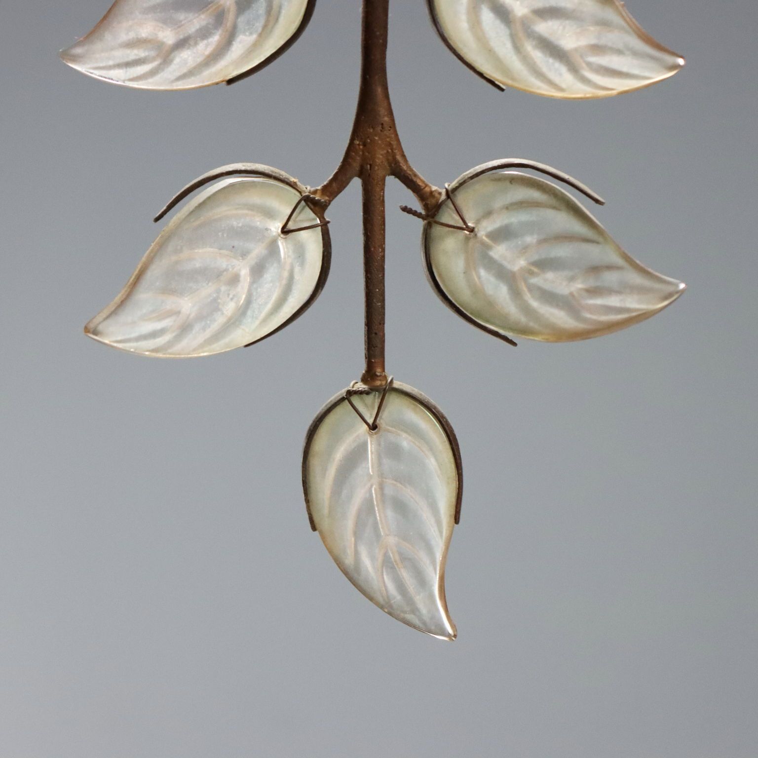 Lustre vintage en laiton et verre, 9 lumières, design italien, années 1950 photo 360.0