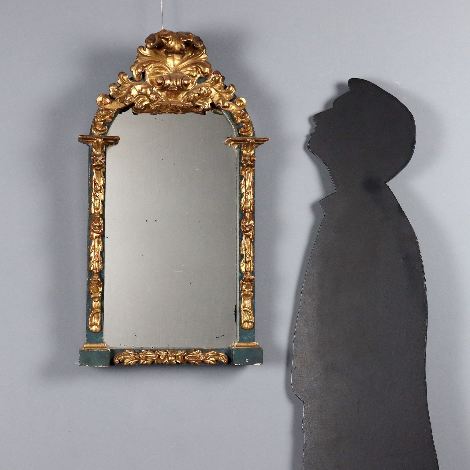 Miroir d'époque en bois sculpté, doré et laqué, Italie, XIXe siècle photo furniture