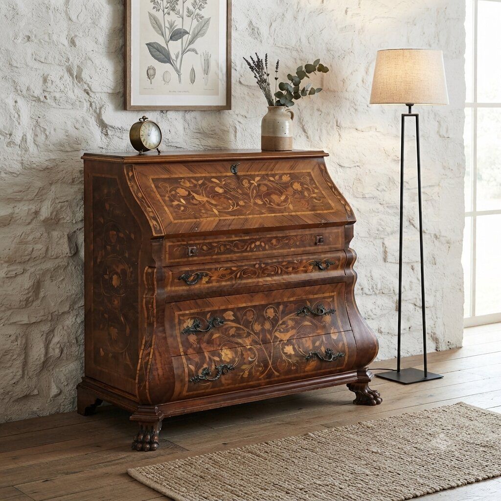 Antiek klapkabinet diverse houtsoorten Nederland 20e eeuw photo furniture