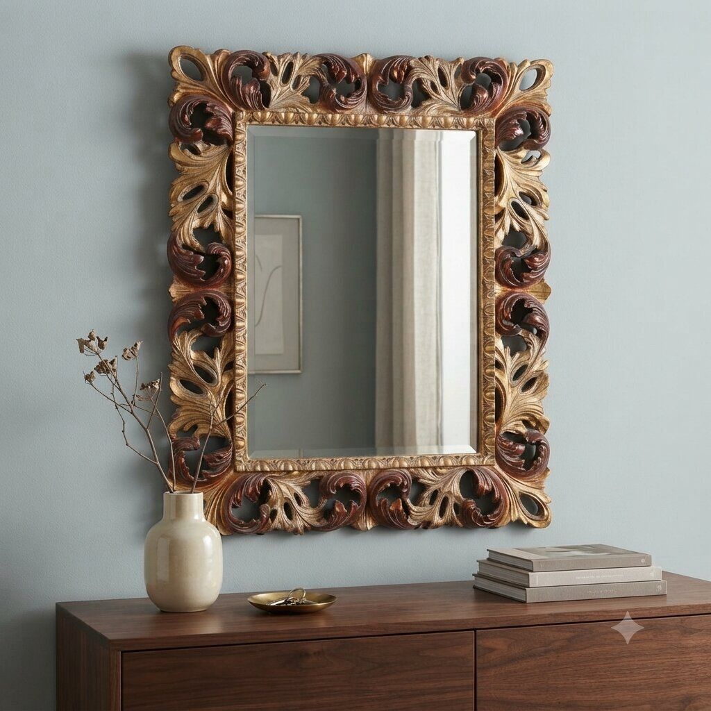 Miroir en bois doré de style baroque photo furniture