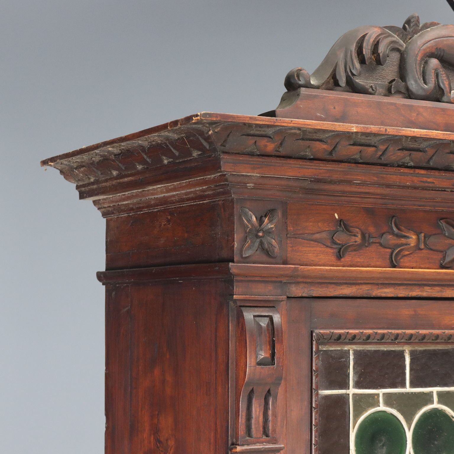 Armoire d'époque néo-Renaissance en noyer, Italie, XIXe siècle photo vintage