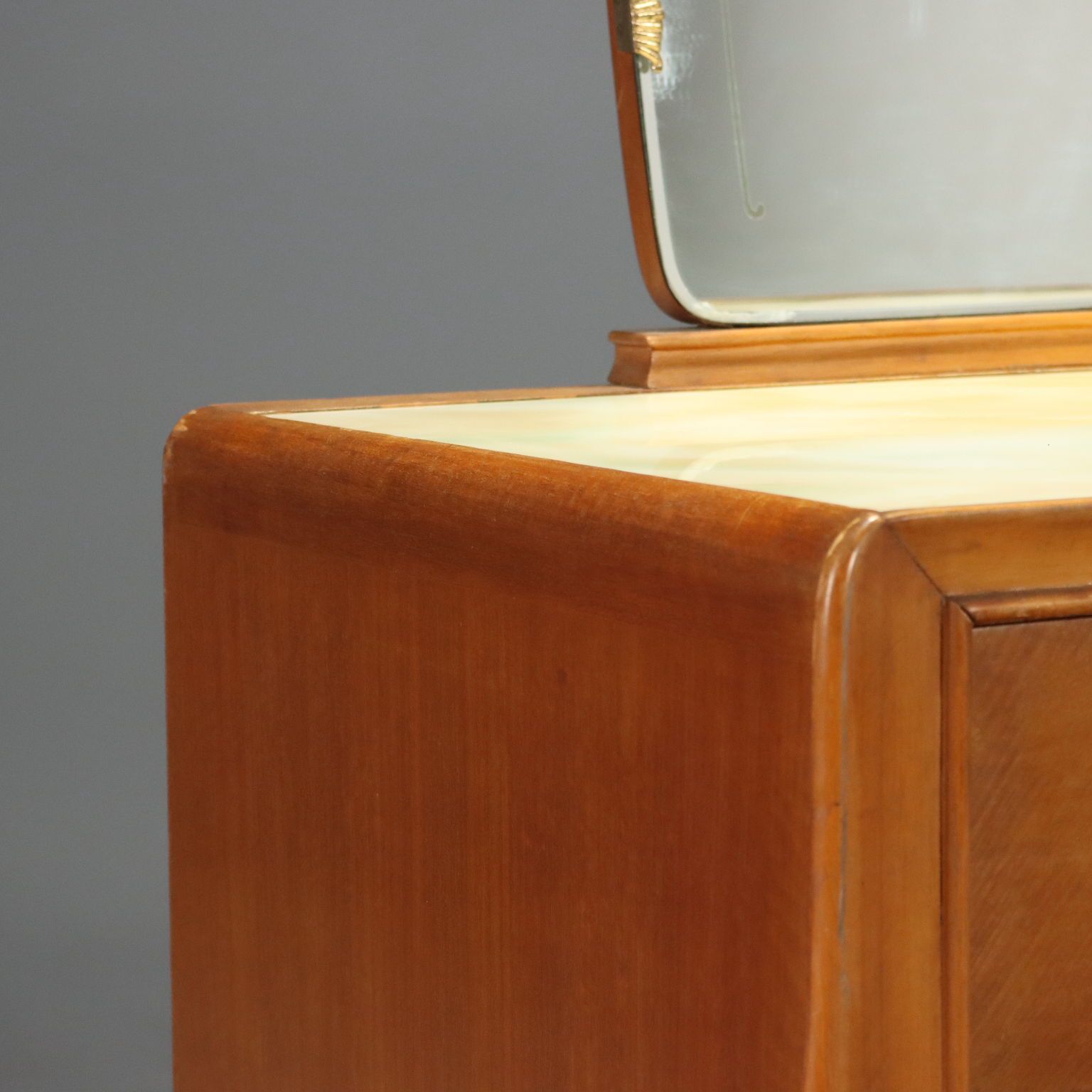 Vintage Ladekast Mahonie Glazen Blad jaren 1950 1960 photo vinterior