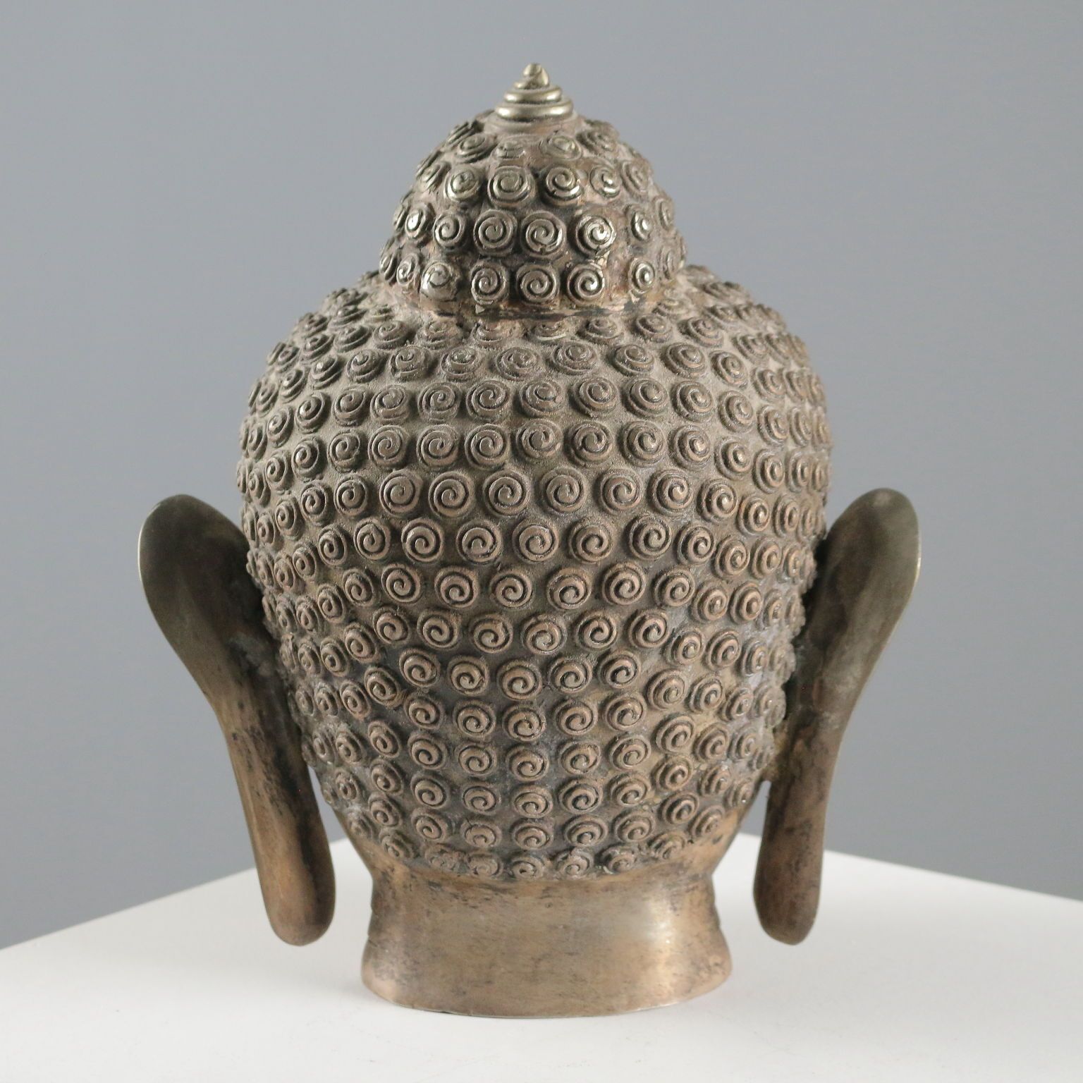 Antique Buddha Head Bronze Thailand XX Century photo Art