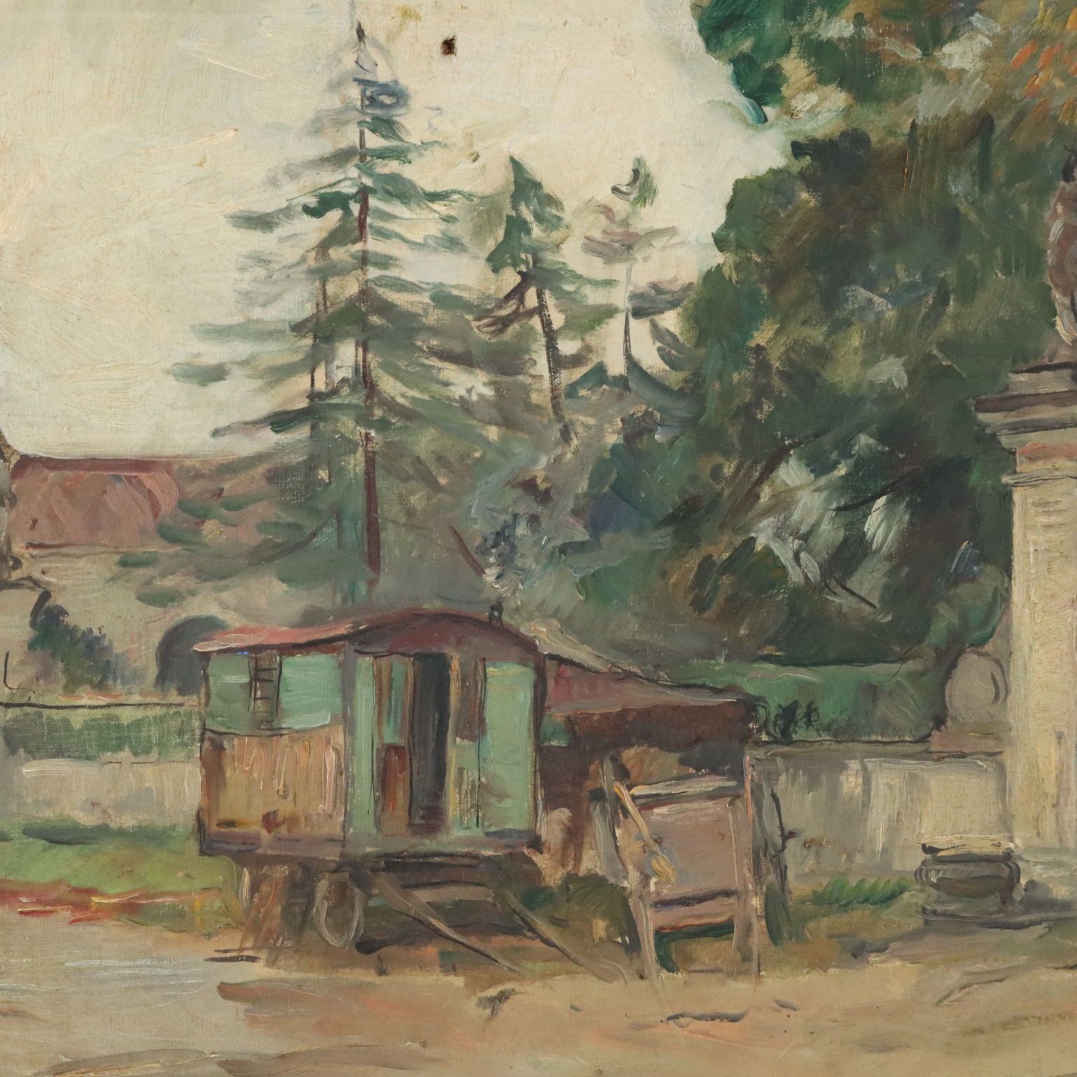 Tableau d'époque signé Carlo Cherubini, huile sur toile, XXe siècle photo for sale