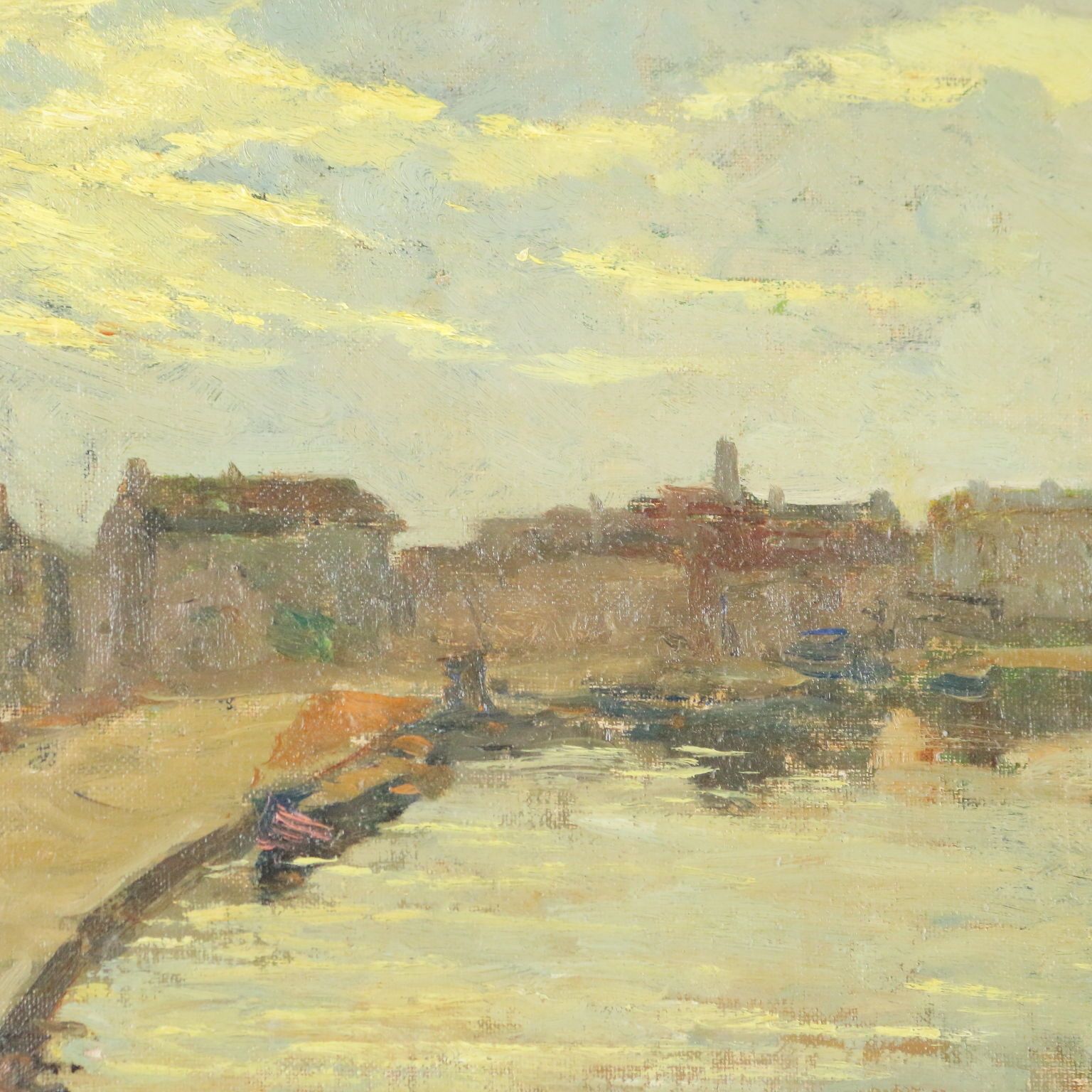 Tableau d'époque signé Riccardo Viriglio, huile sur carton, XXe siècle photo for sale