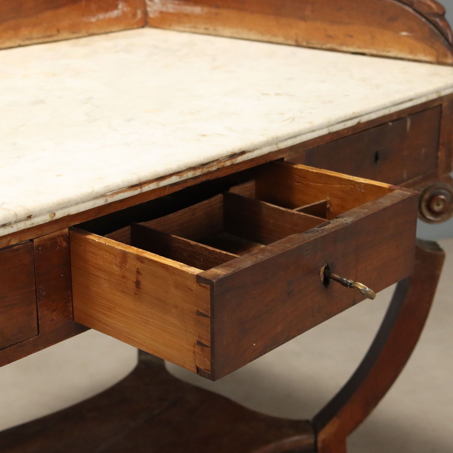 Antique Desk Empire Walnut Marble Top Italy XIX Century photo 1050.0