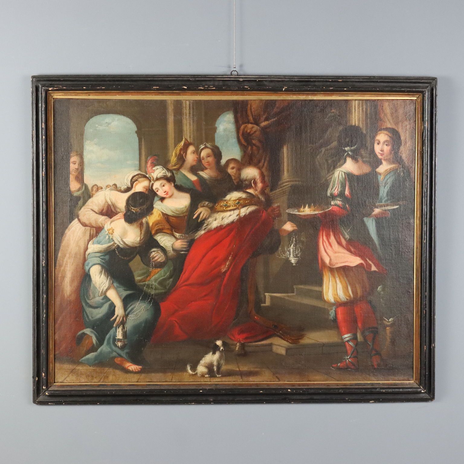 Antiek schilderij, Koning Salomo, olieverf op doek, Italië, 17e eeuw