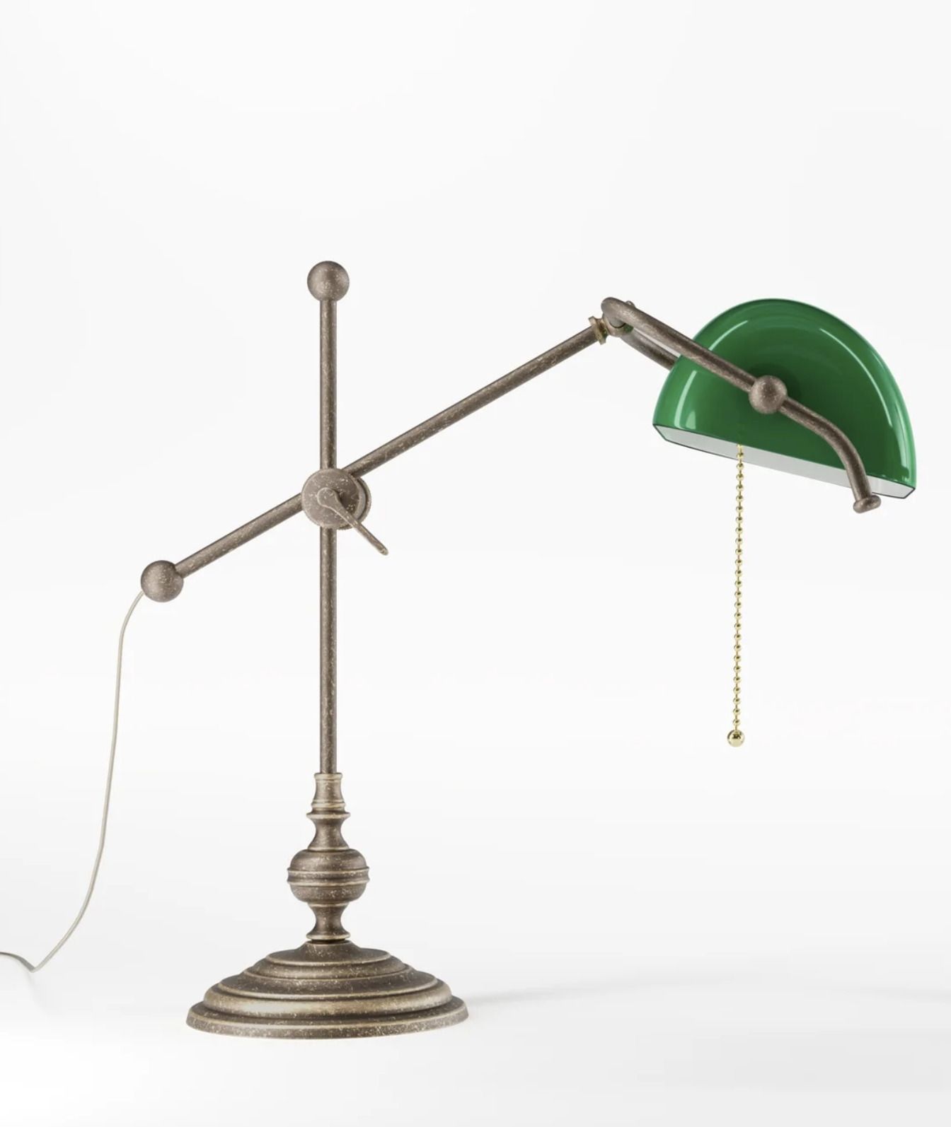 Vintage Messing Bureaulamp Met Groen Glazen Kap, 50 Cm Hoog photo Verlichting