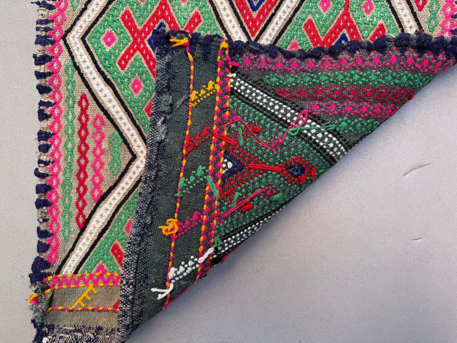 Vintage Turkse Mini Kilim 42x87 cm Wol Klein Kelim Loper, Shabby Chic photo for sale