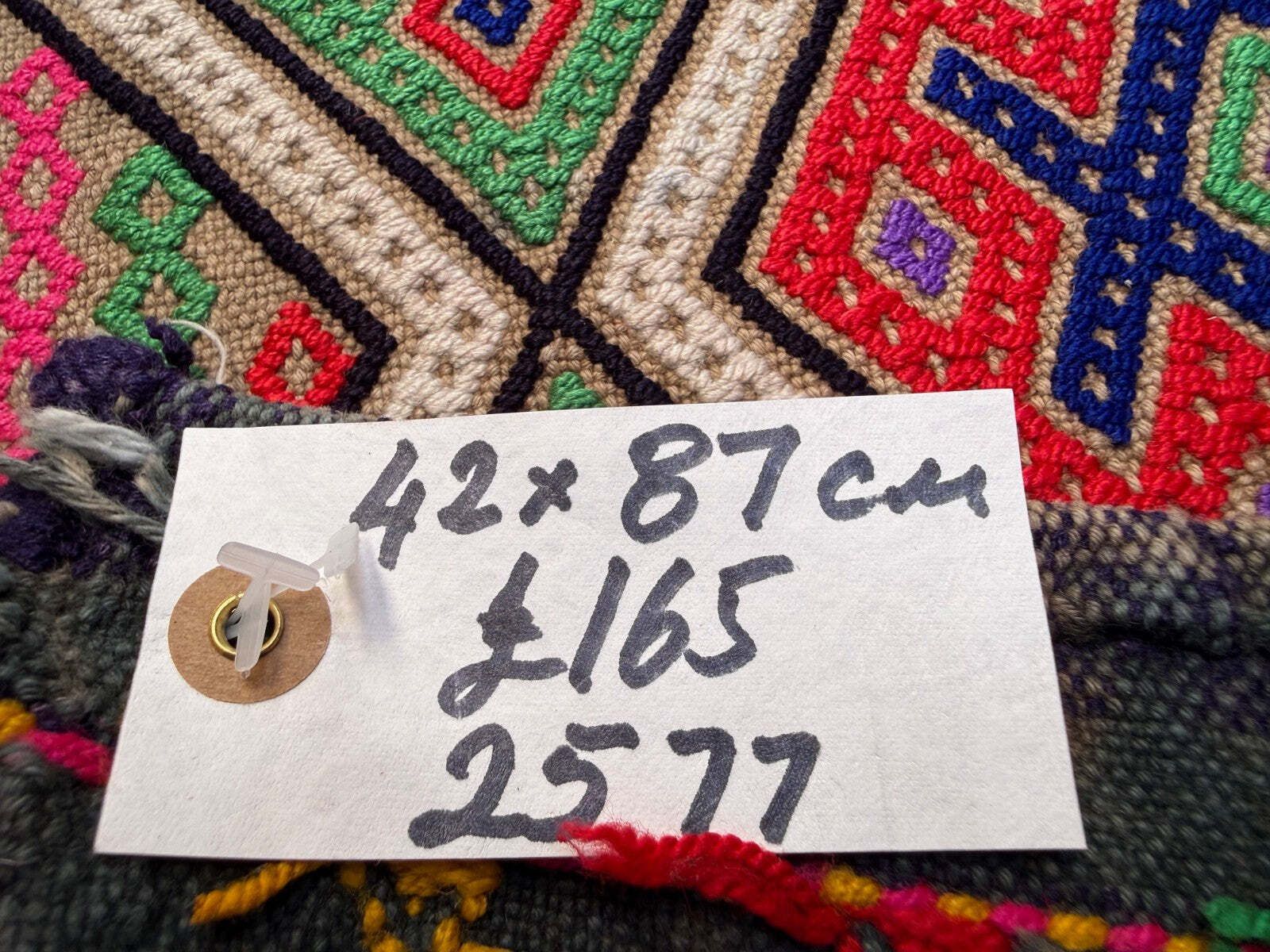 Vintage Turkse Mini Kilim 42x87 cm Wol Klein Kelim Loper, Shabby Chic photo buy
