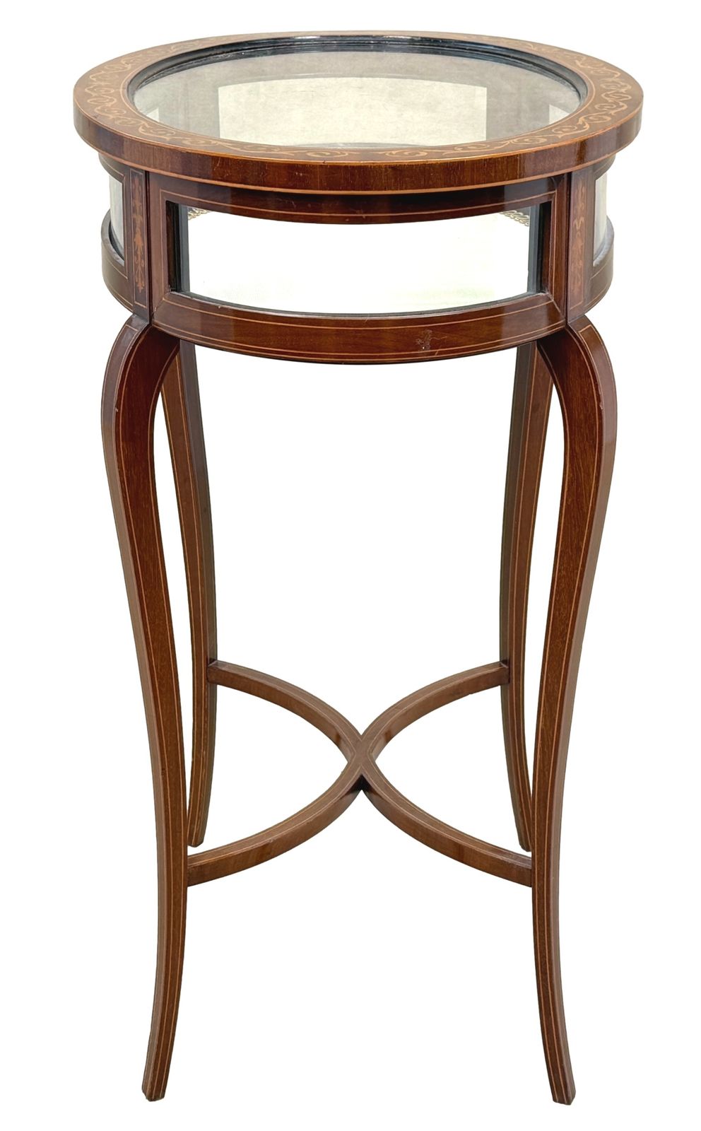 Table vitrine bijouterie ovale en acajou, fin du XIXe siècle (Angleterre, vers 1890) photo Mobilier